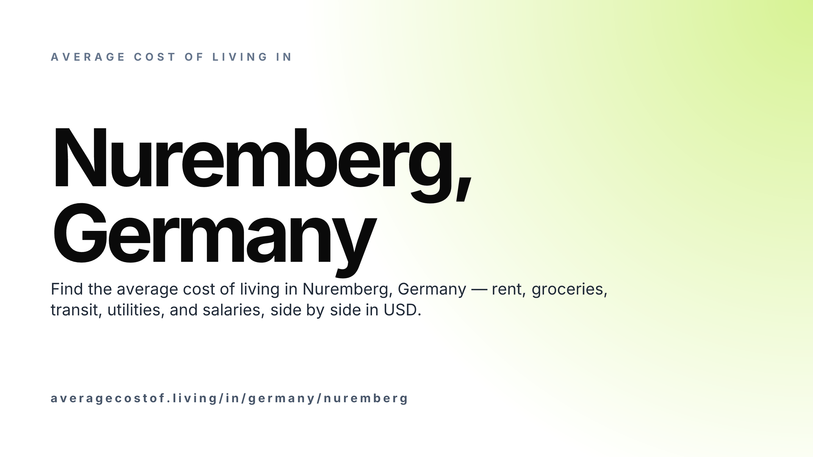Cost of living in Nuremberg, Germany — monthly rent, food, transport, utilities, and salary breakdown in USD.