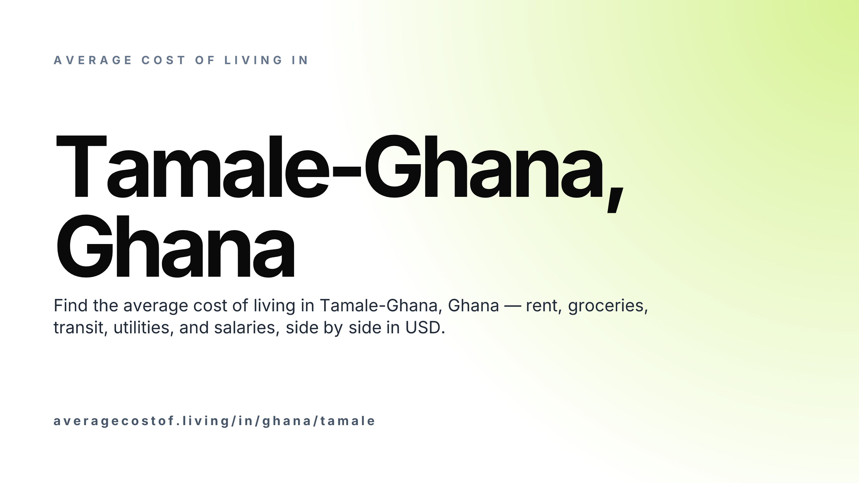 Cost of living in Tamale-Ghana, Ghana — monthly rent, food, transport, utilities, and salary breakdown in USD.