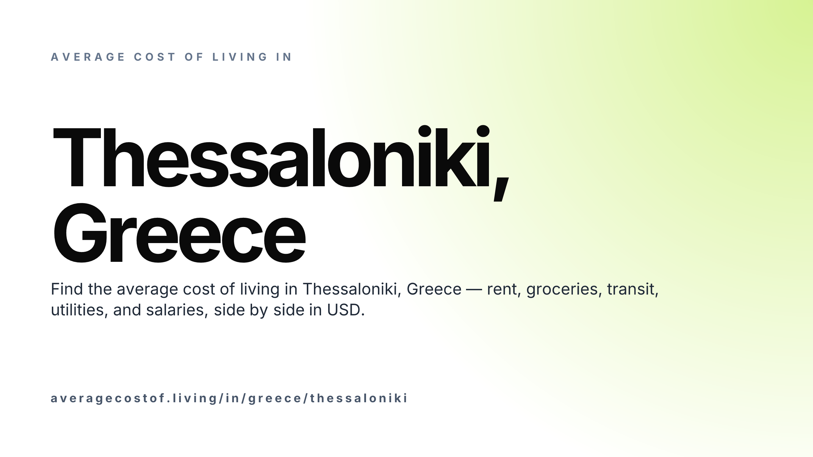 Cost of living in Thessaloniki, Greece — monthly rent, food, transport, utilities, and salary breakdown in USD.