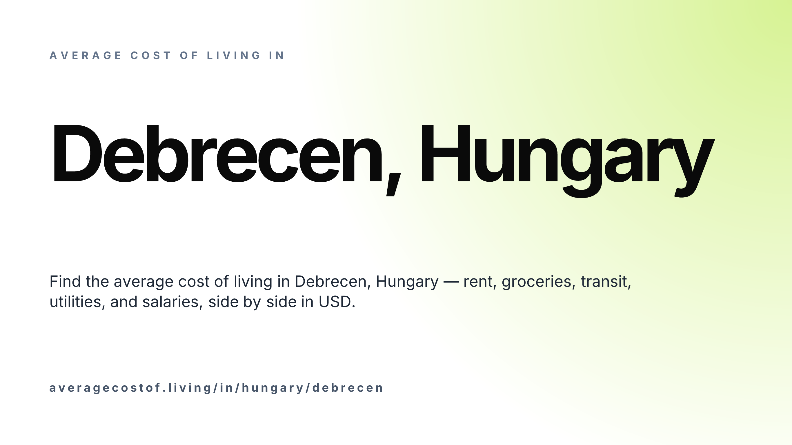 Cost of living in Debrecen, Hungary — monthly rent, food, transport, utilities, and salary breakdown in USD.