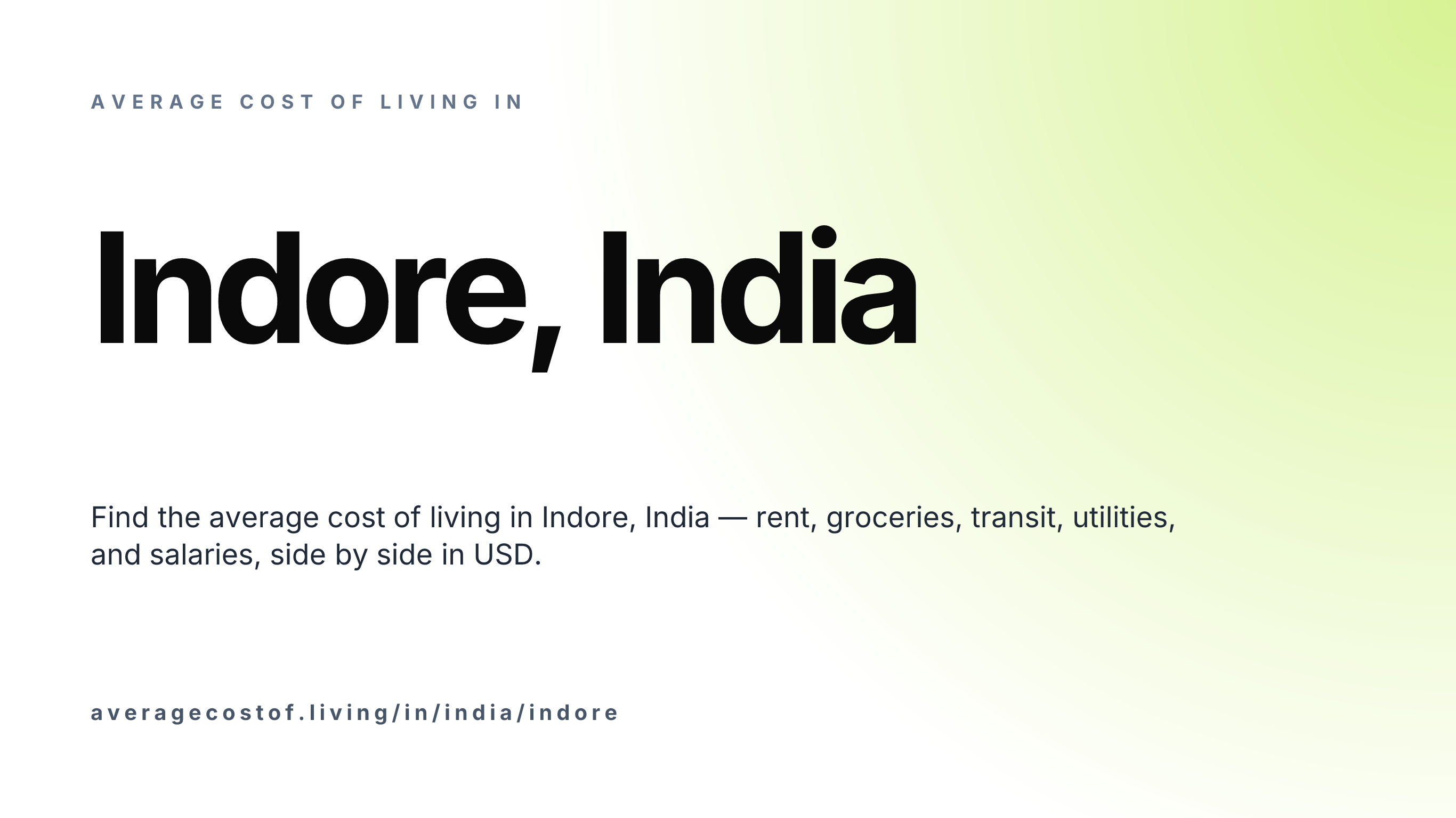 Cost of living in Indore, India — monthly rent, food, transport, utilities, and salary breakdown in USD.