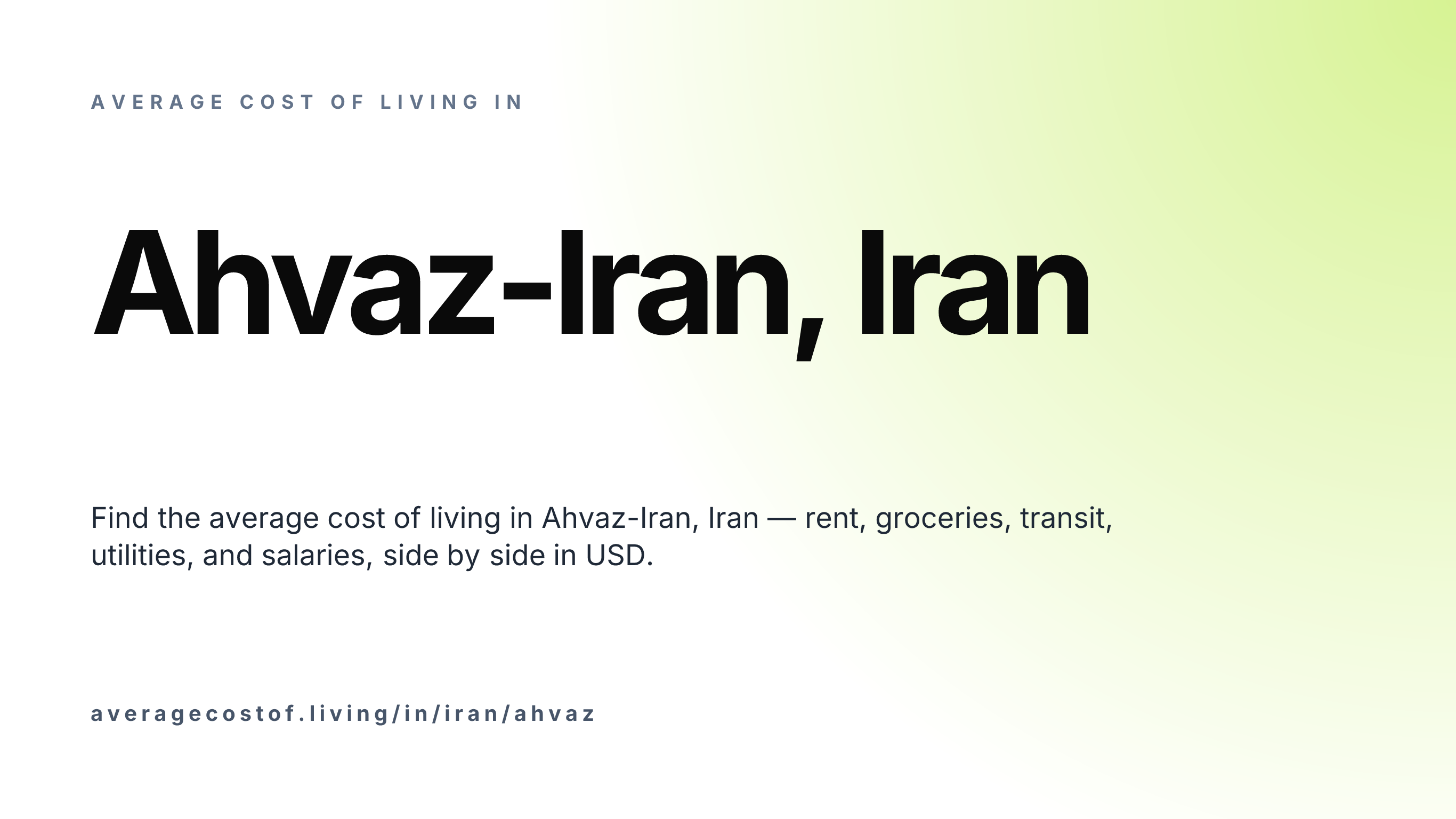 Cost of living in Ahvaz-Iran, Iran — monthly rent, food, transport, utilities, and salary breakdown in USD.