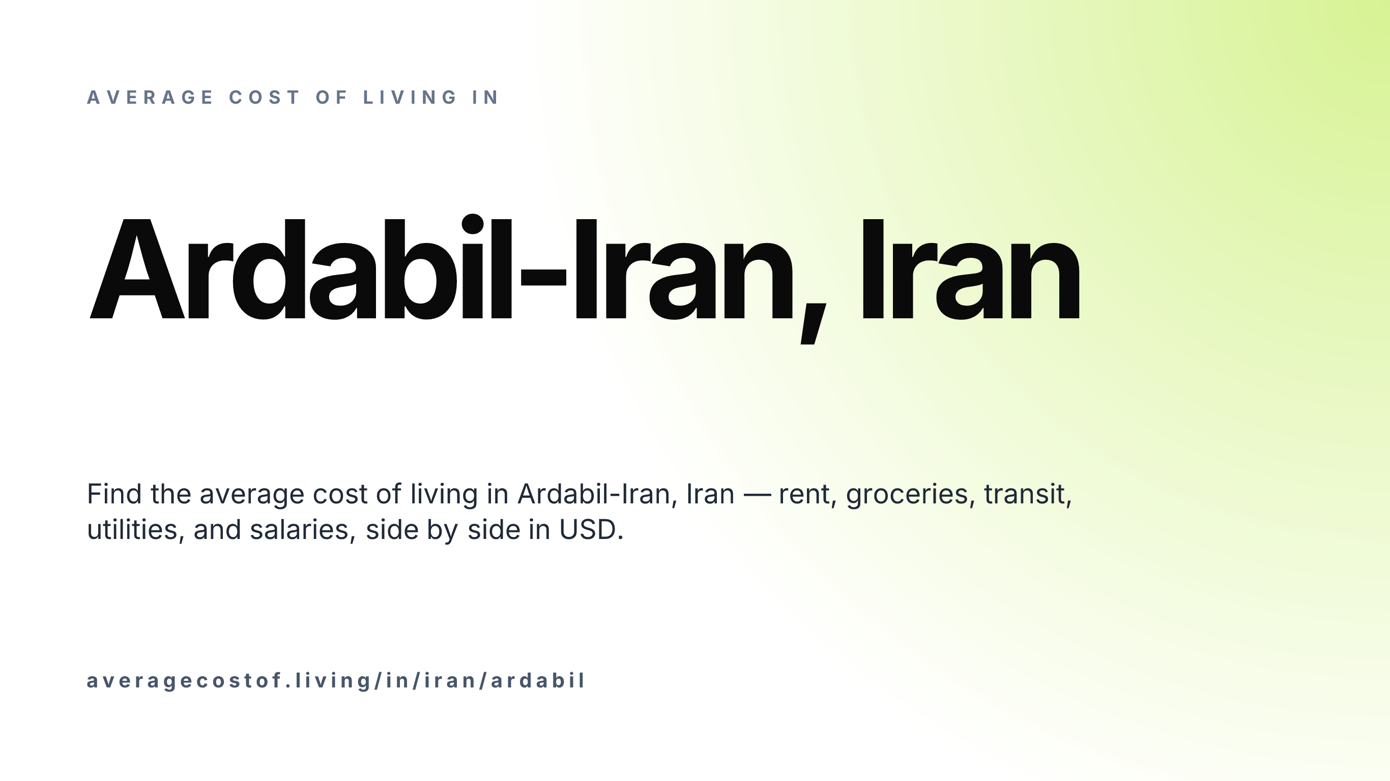 Cost of living in Ardabil-Iran, Iran — monthly rent, food, transport, utilities, and salary breakdown in USD.