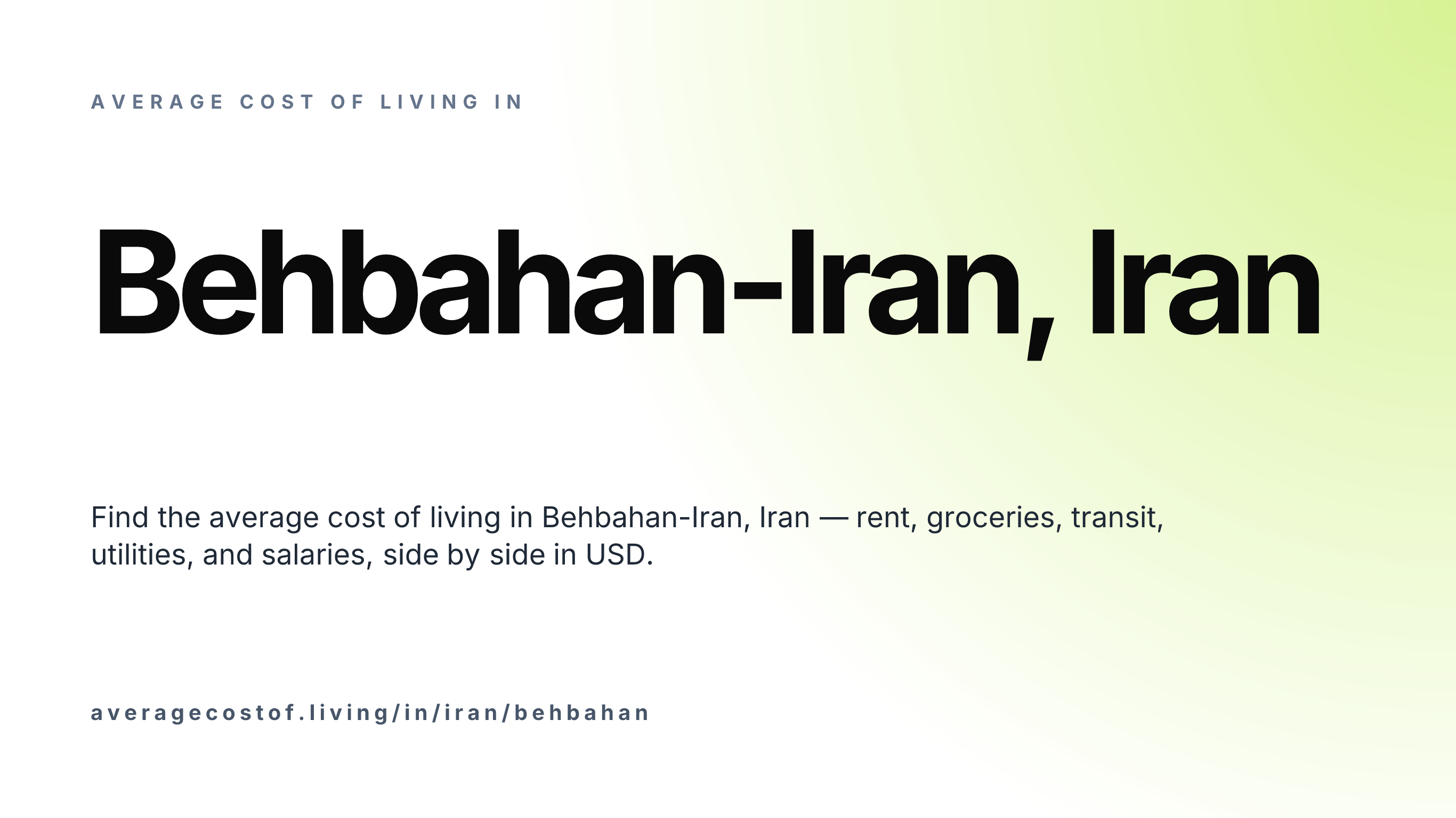 Cost of living in Behbahan-Iran, Iran — monthly rent, food, transport, utilities, and salary breakdown in USD.