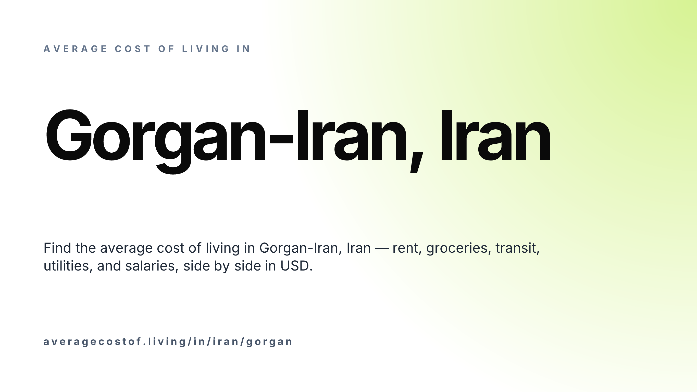 Cost of living in Gorgan-Iran, Iran — monthly rent, food, transport, utilities, and salary breakdown in USD.