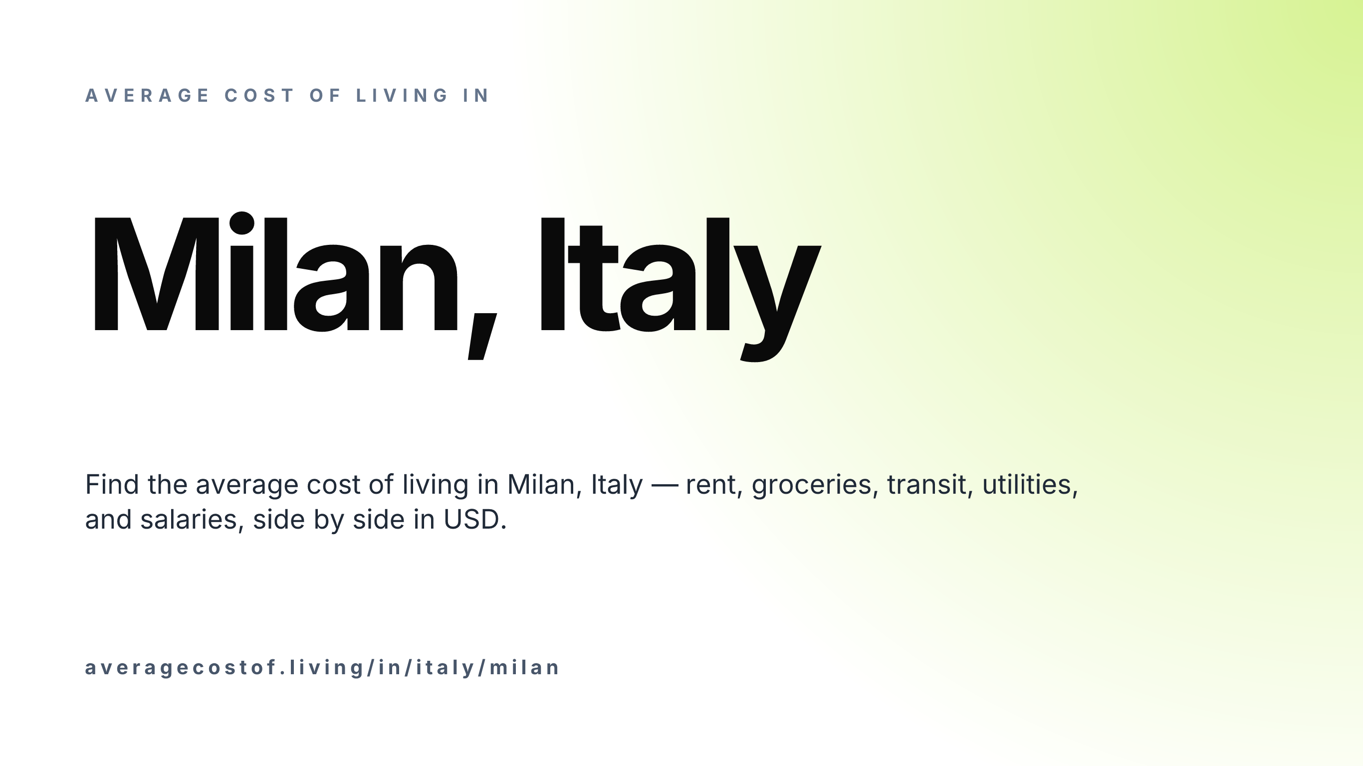 Cost of living in Milan, Italy — monthly rent, food, transport, utilities, and salary breakdown in USD.