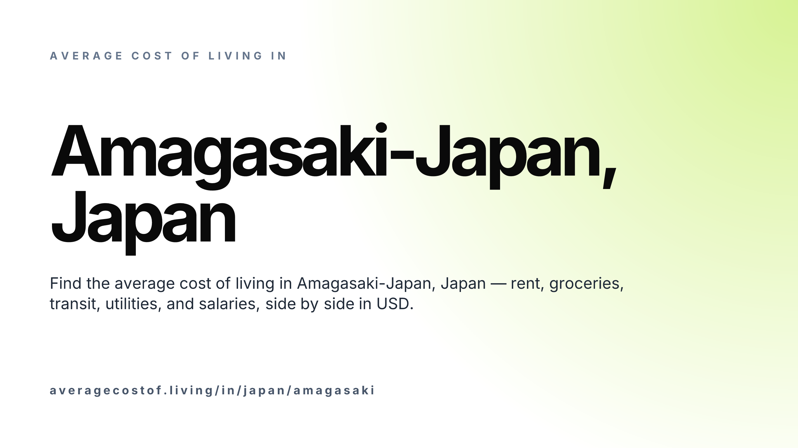 Cost of living in Amagasaki-Japan, Japan — monthly rent, food, transport, utilities, and salary breakdown in USD.