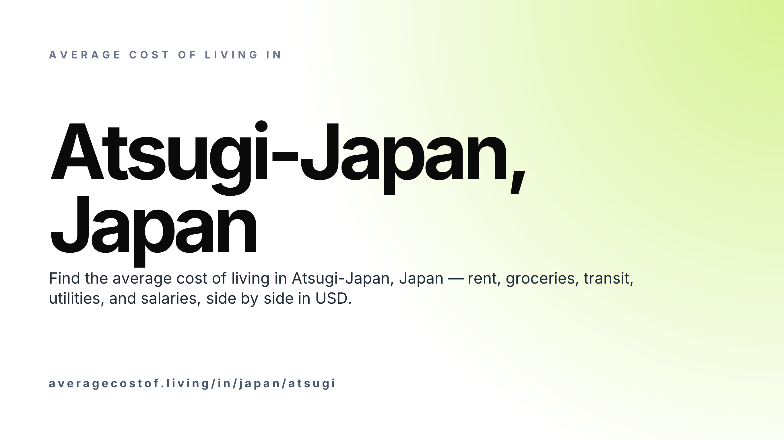 Cost of living in Atsugi-Japan, Japan — monthly rent, food, transport, utilities, and salary breakdown in USD.
