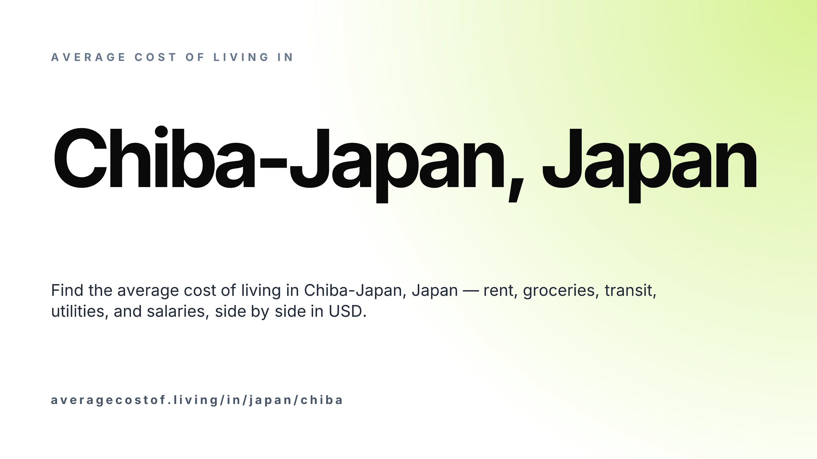 Cost of living in Chiba-Japan, Japan — monthly rent, food, transport, utilities, and salary breakdown in USD.