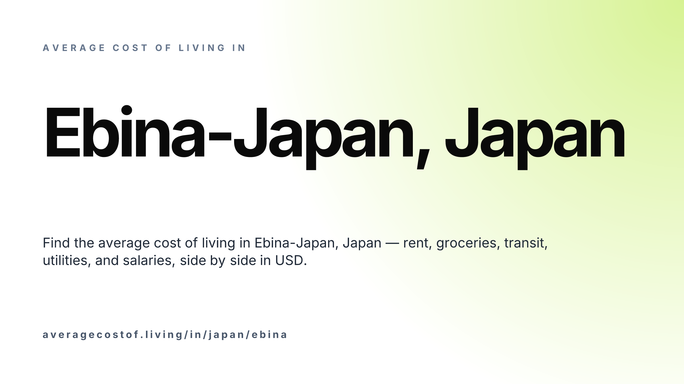 Cost of living in Ebina-Japan, Japan — monthly rent, food, transport, utilities, and salary breakdown in USD.