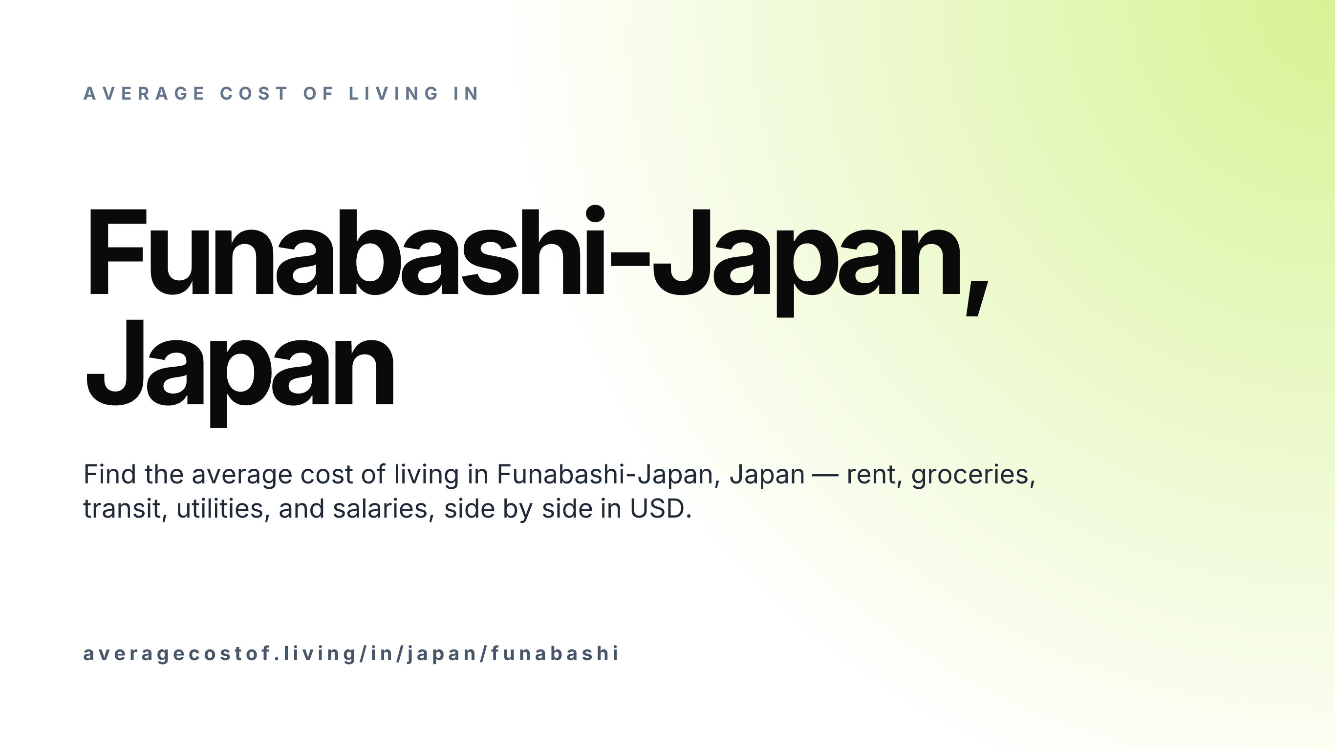 Cost of living in Funabashi-Japan, Japan — monthly rent, food, transport, utilities, and salary breakdown in USD.