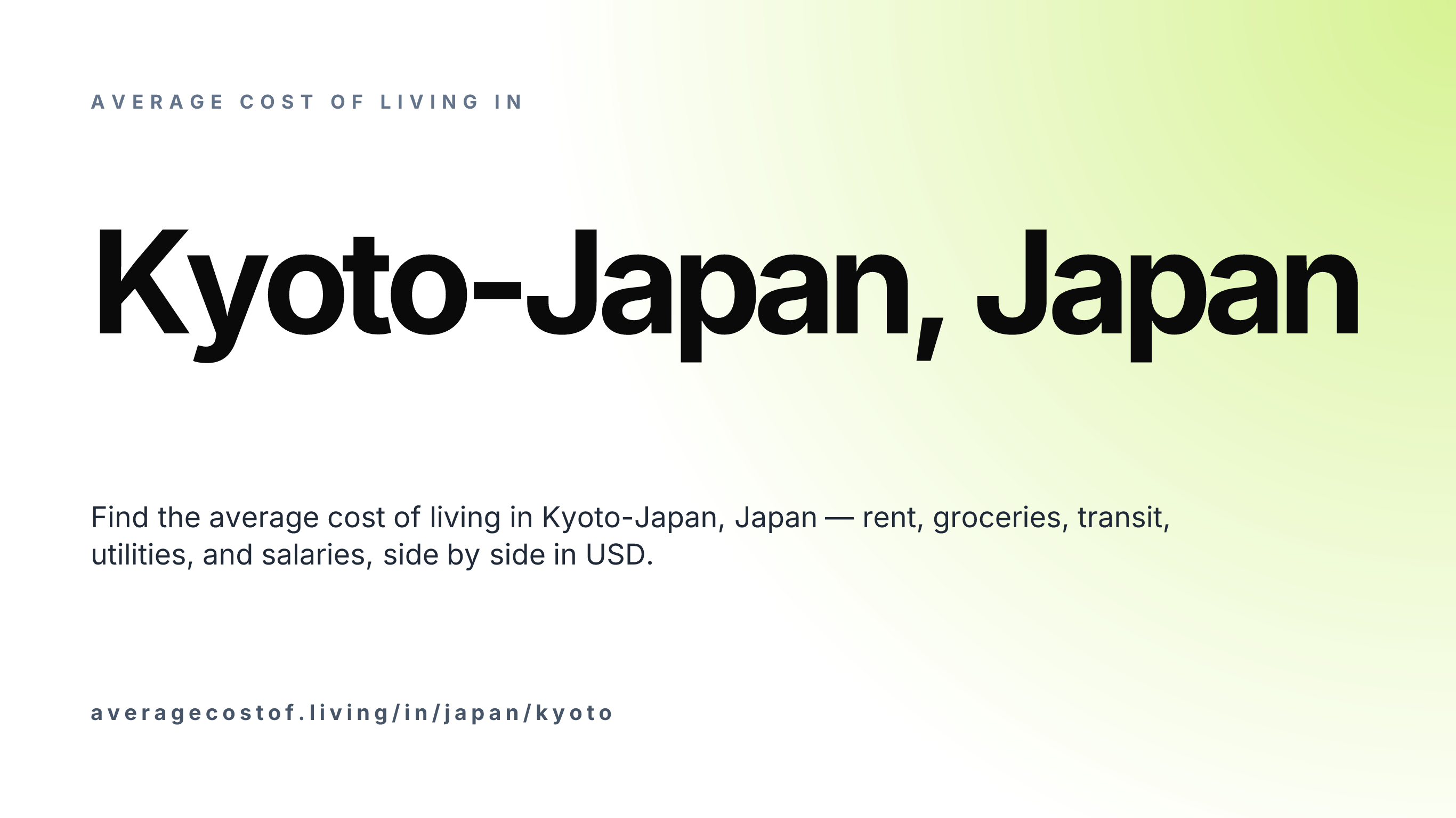 Cost of living in Kyoto-Japan, Japan — monthly rent, food, transport, utilities, and salary breakdown in USD.
