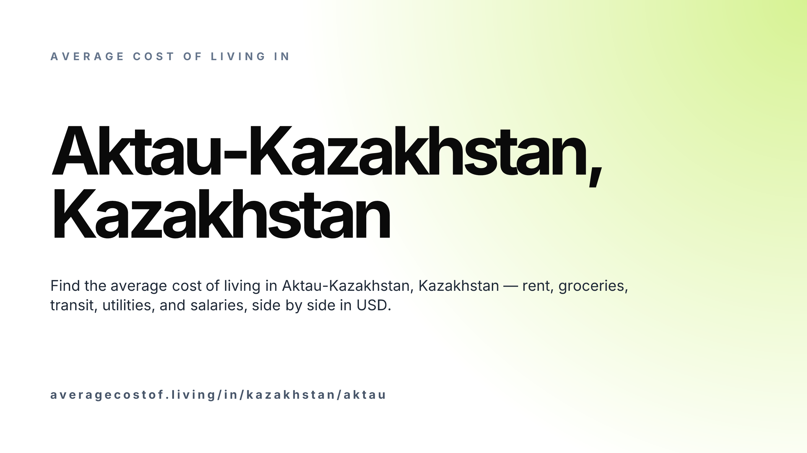 Cost of living in Aktau-Kazakhstan, Kazakhstan — monthly rent, food, transport, utilities, and salary breakdown in USD.