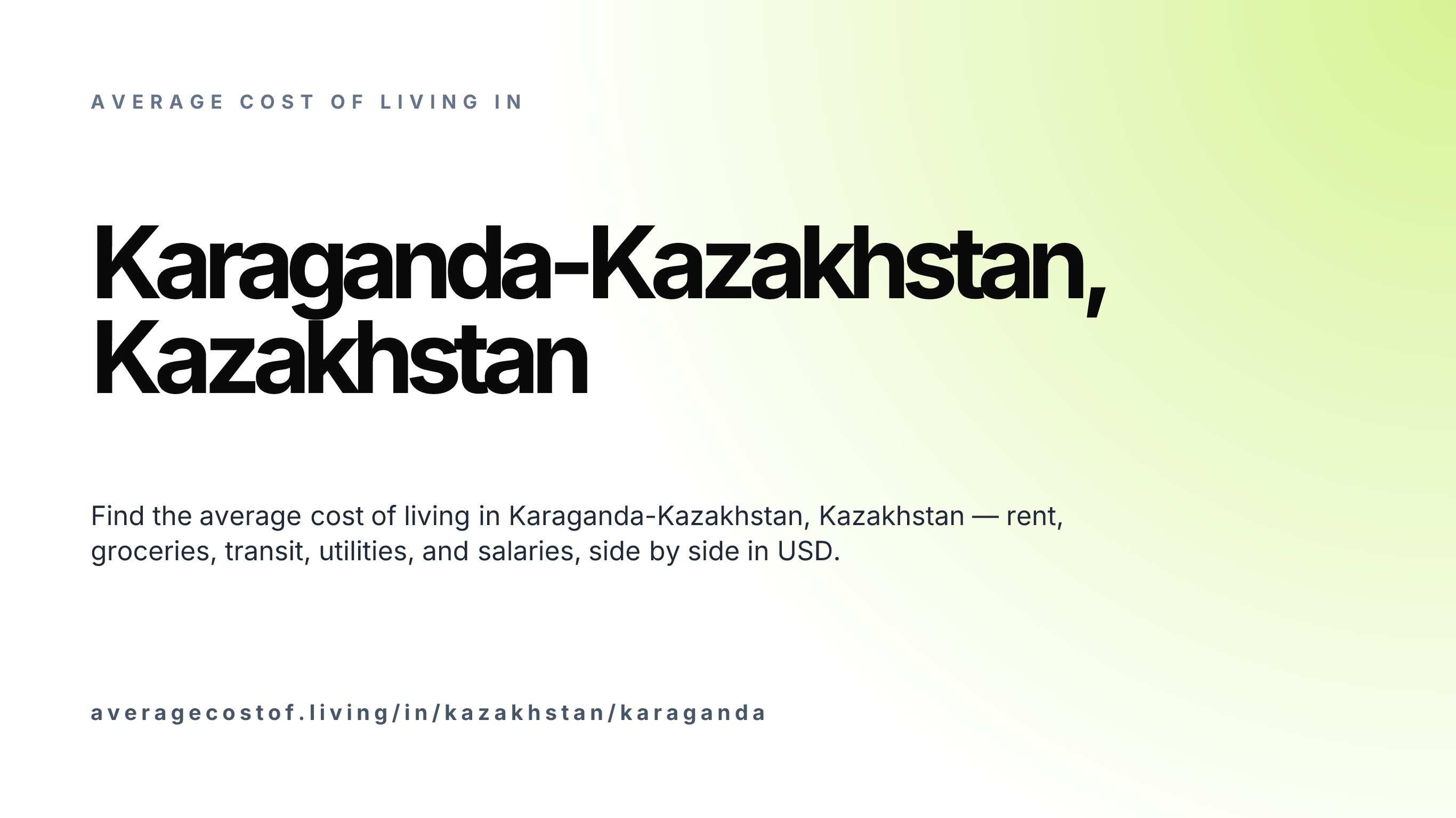 Cost of living in Karaganda-Kazakhstan, Kazakhstan — monthly rent, food, transport, utilities, and salary breakdown in USD.