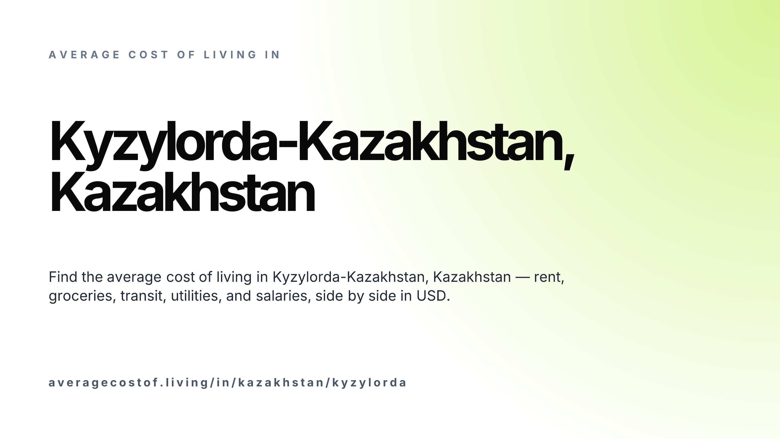 Cost of living in Kyzylorda-Kazakhstan, Kazakhstan — monthly rent, food, transport, utilities, and salary breakdown in USD.