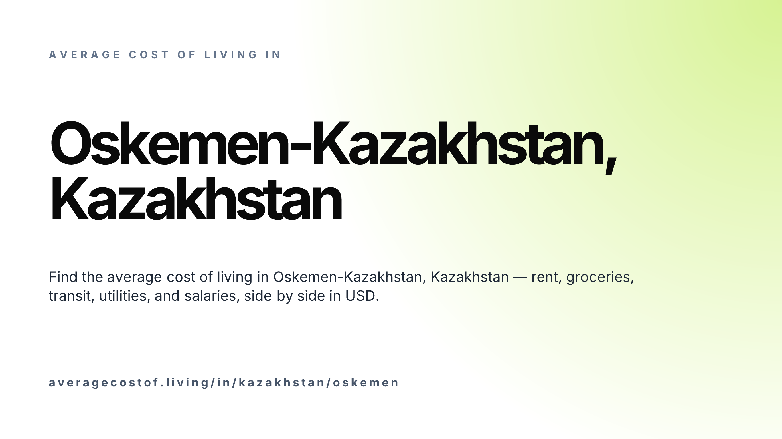 Cost of living in Oskemen-Kazakhstan, Kazakhstan — monthly rent, food, transport, utilities, and salary breakdown in USD.