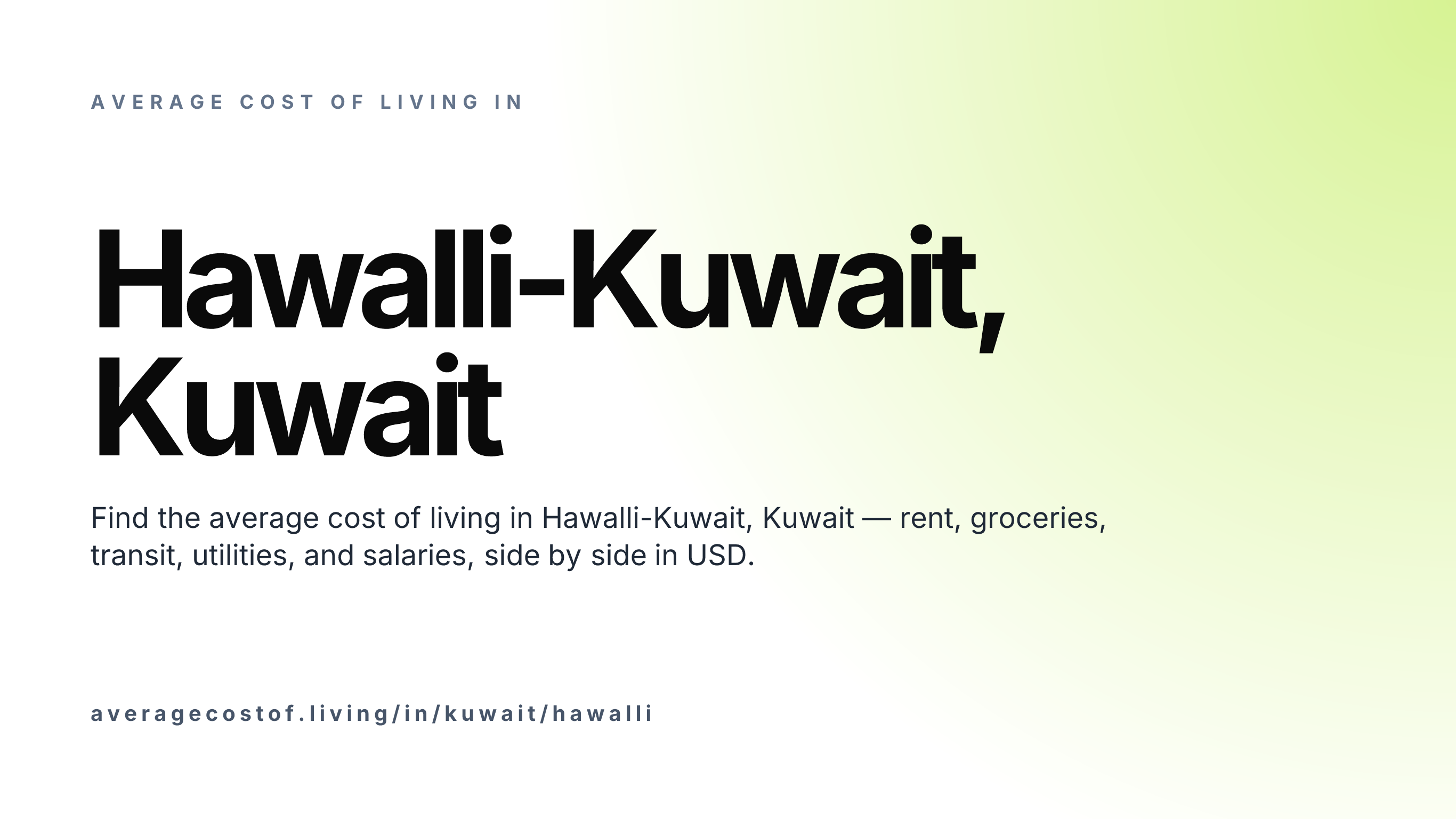 Cost of living in Hawalli-Kuwait, Kuwait — monthly rent, food, transport, utilities, and salary breakdown in USD.