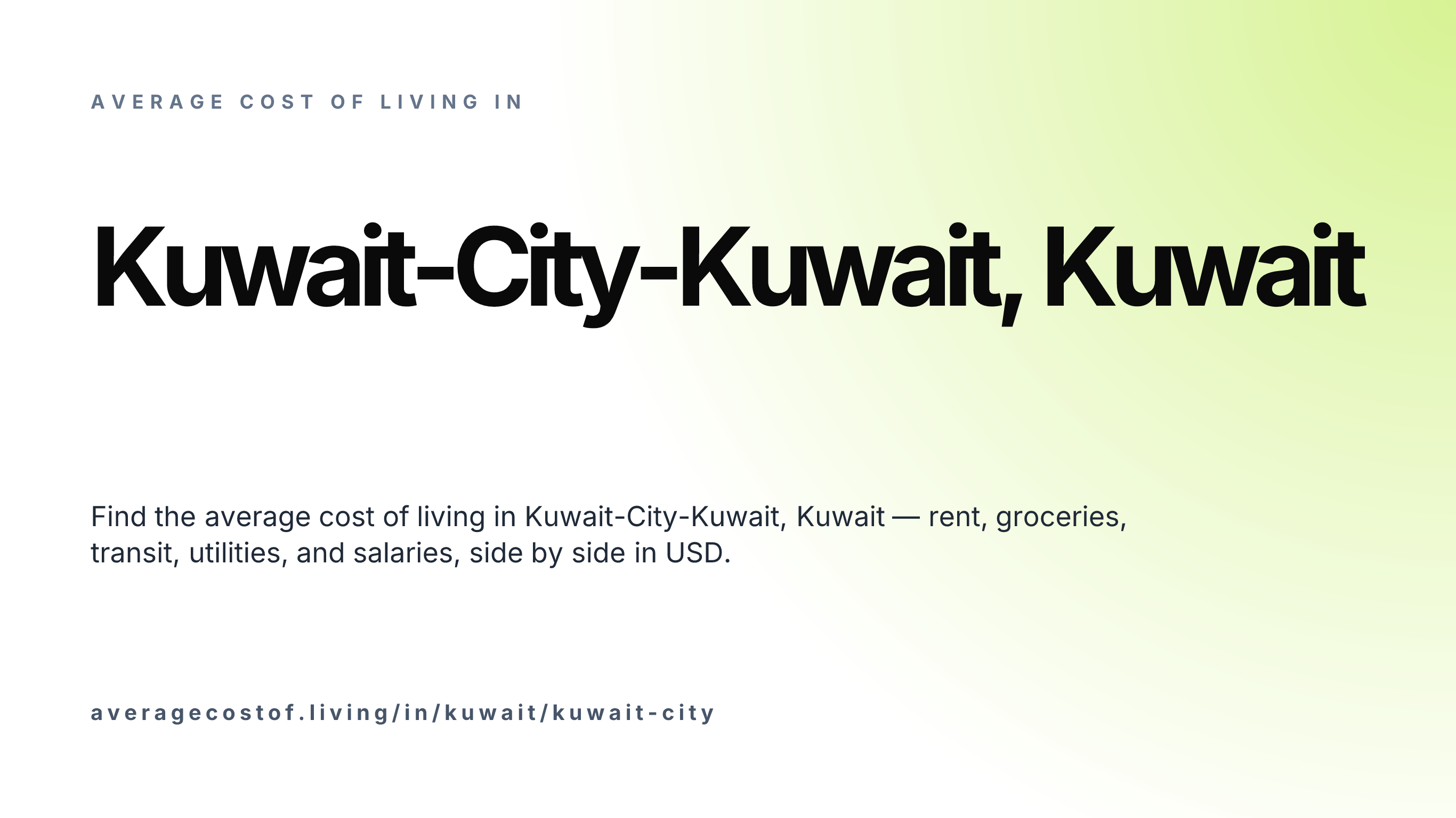 Cost of living in Kuwait-City-Kuwait, Kuwait — monthly rent, food, transport, utilities, and salary breakdown in USD.
