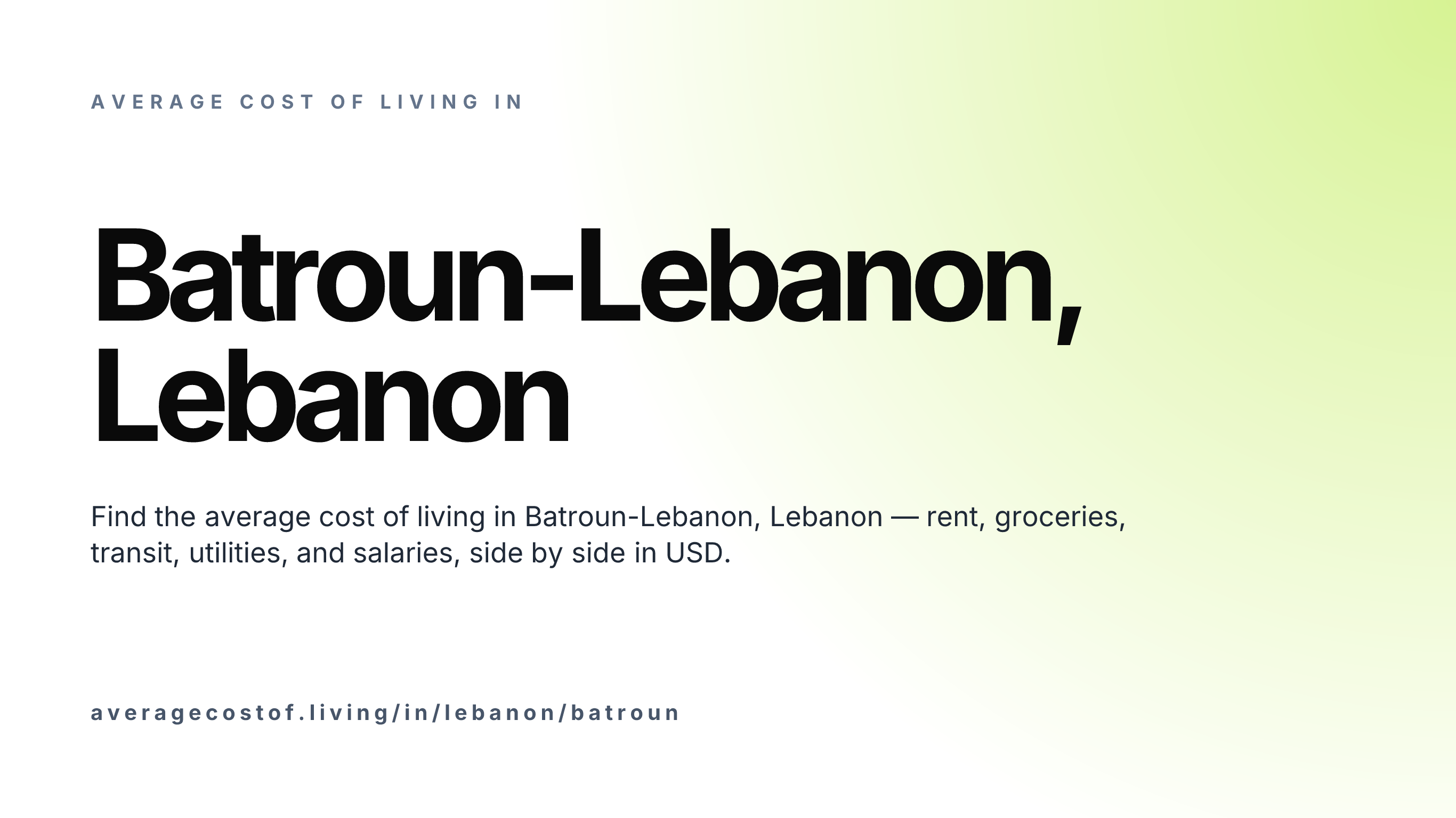 Cost of living in Batroun-Lebanon, Lebanon — monthly rent, food, transport, utilities, and salary breakdown in USD.