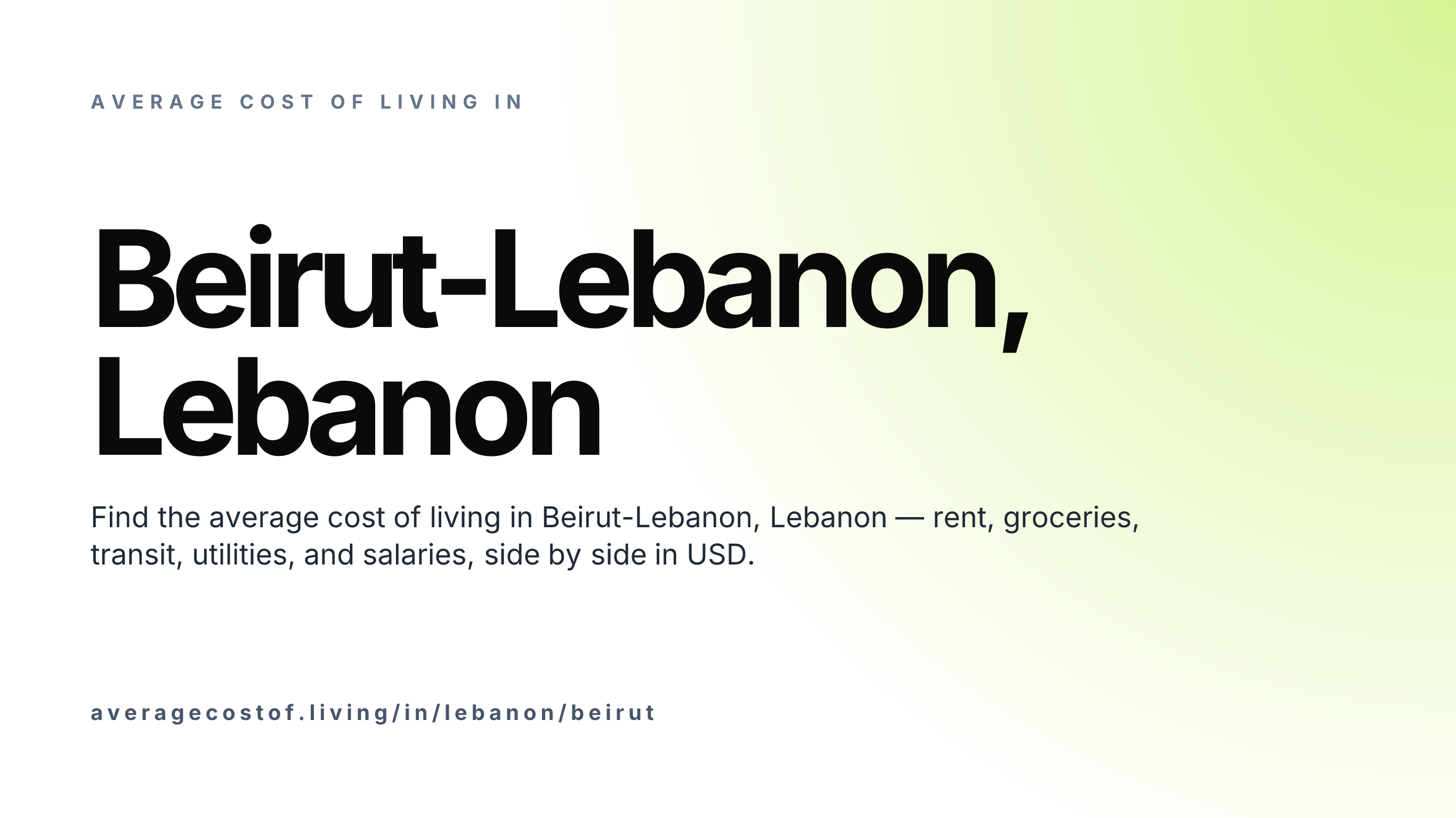Cost of living in Beirut-Lebanon, Lebanon — monthly rent, food, transport, utilities, and salary breakdown in USD.
