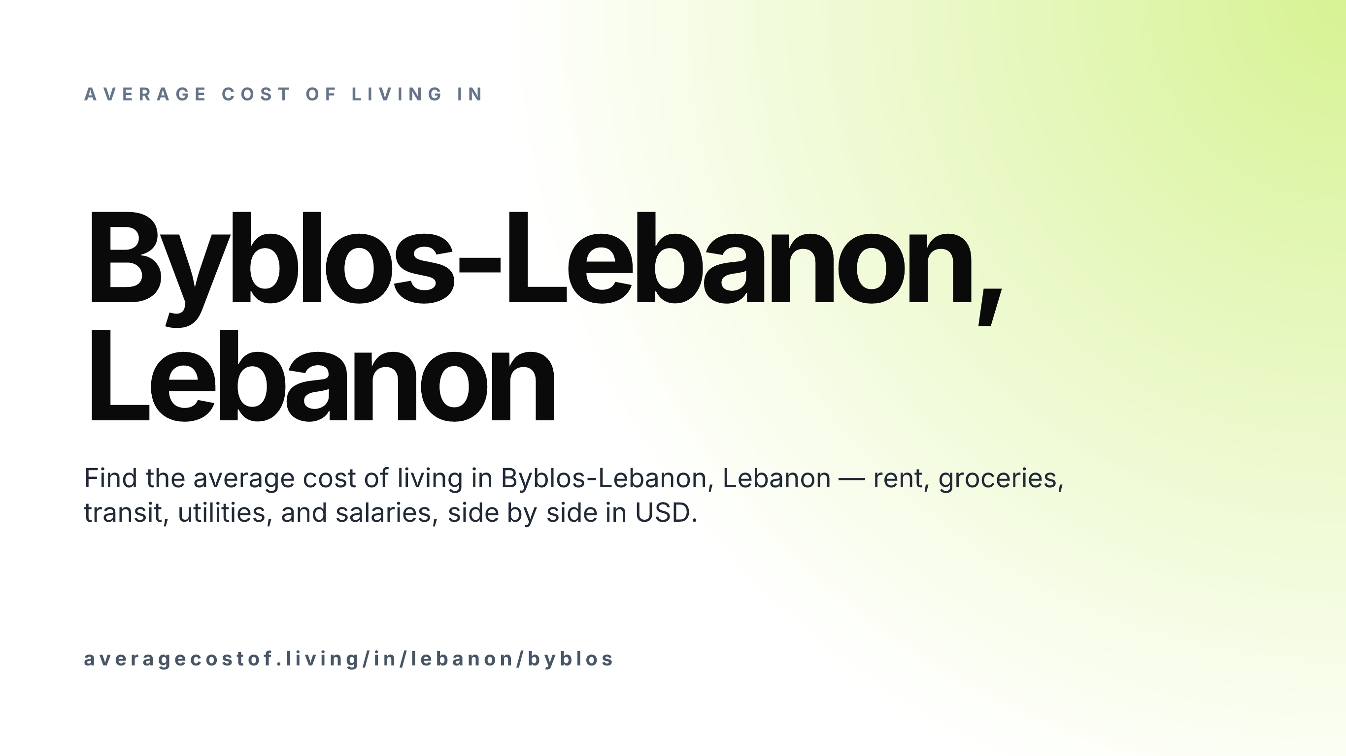 Cost of living in Byblos-Lebanon, Lebanon — monthly rent, food, transport, utilities, and salary breakdown in USD.