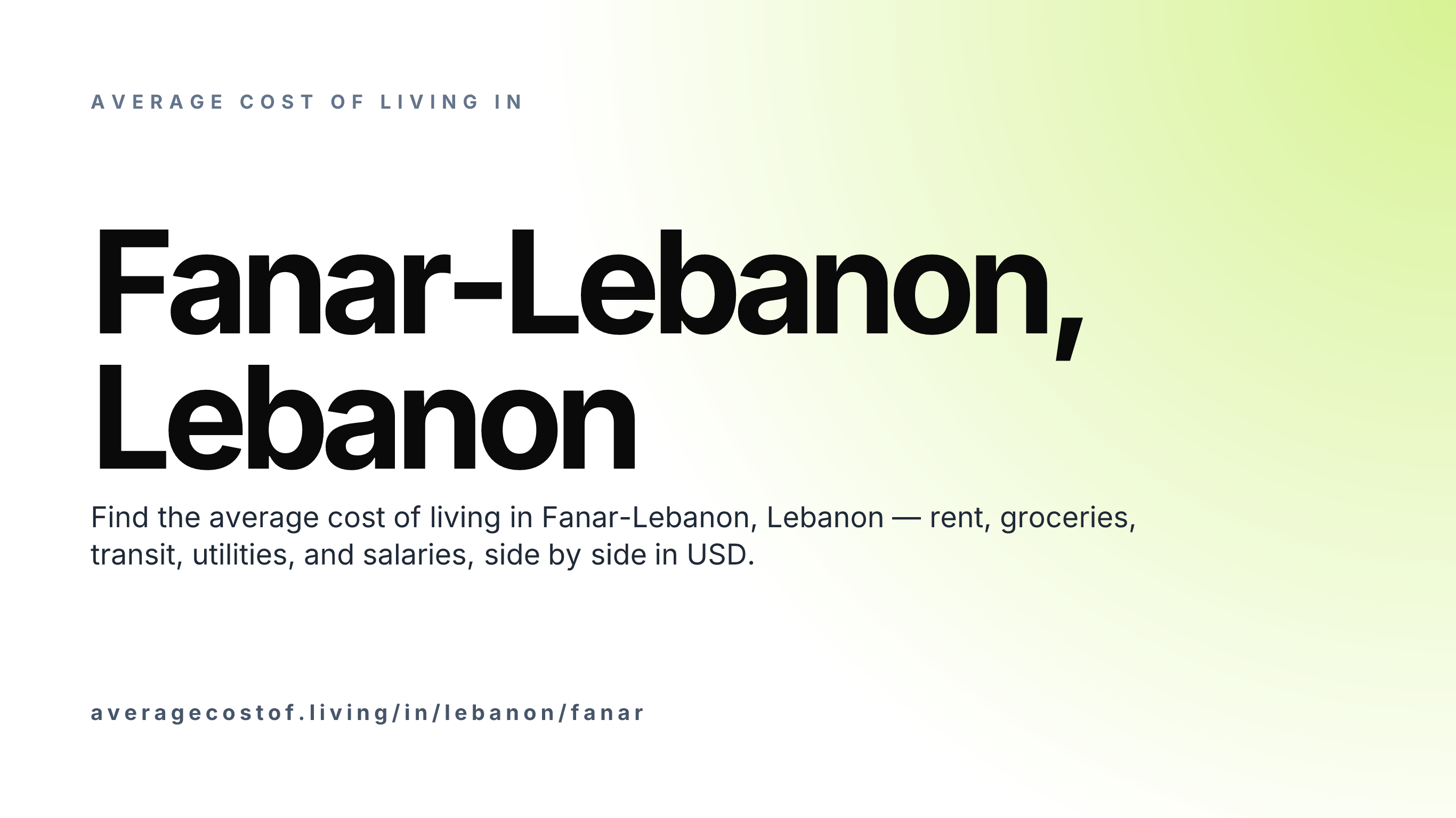 Cost of living in Fanar-Lebanon, Lebanon — monthly rent, food, transport, utilities, and salary breakdown in USD.