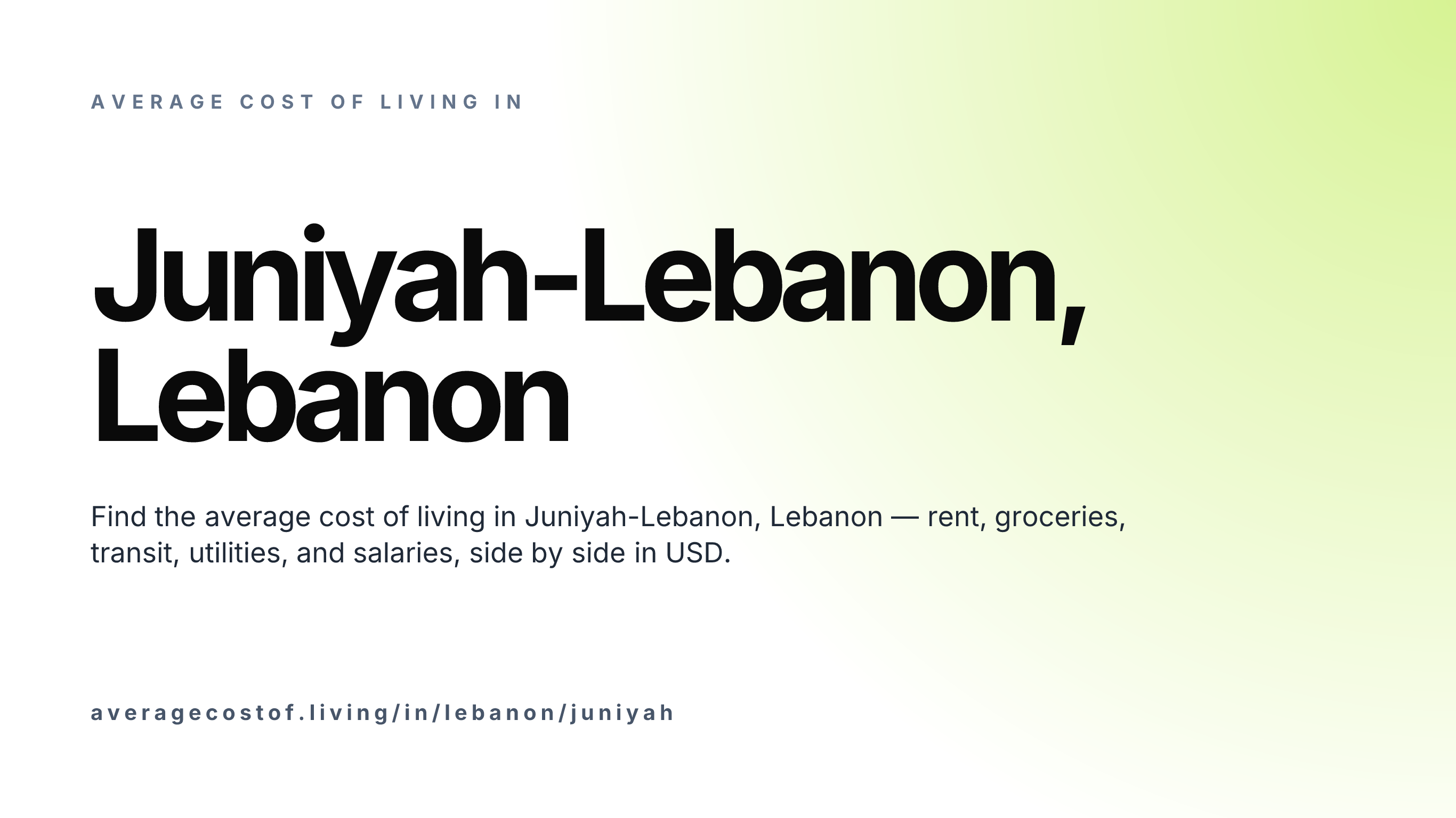 Cost of living in Juniyah-Lebanon, Lebanon — monthly rent, food, transport, utilities, and salary breakdown in USD.