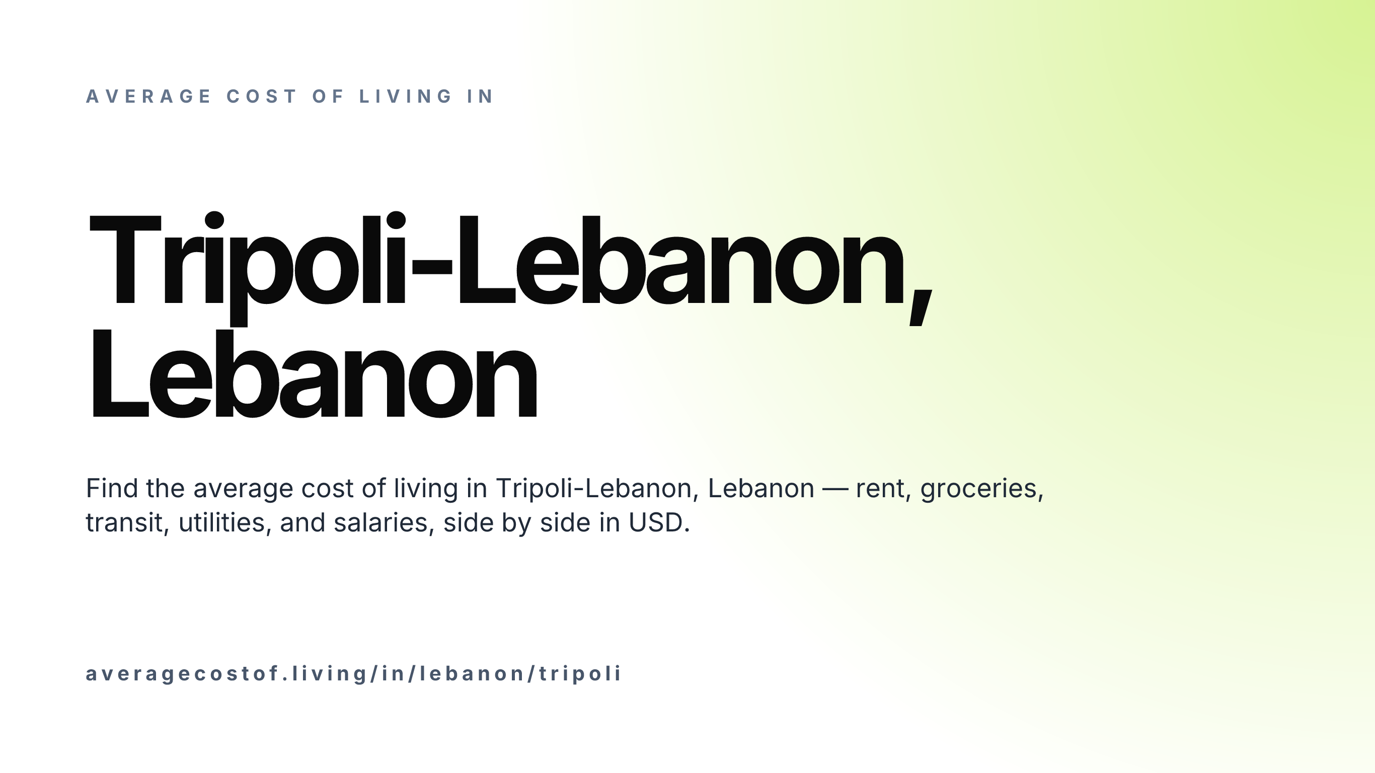 Cost of living in Tripoli-Lebanon, Lebanon — monthly rent, food, transport, utilities, and salary breakdown in USD.