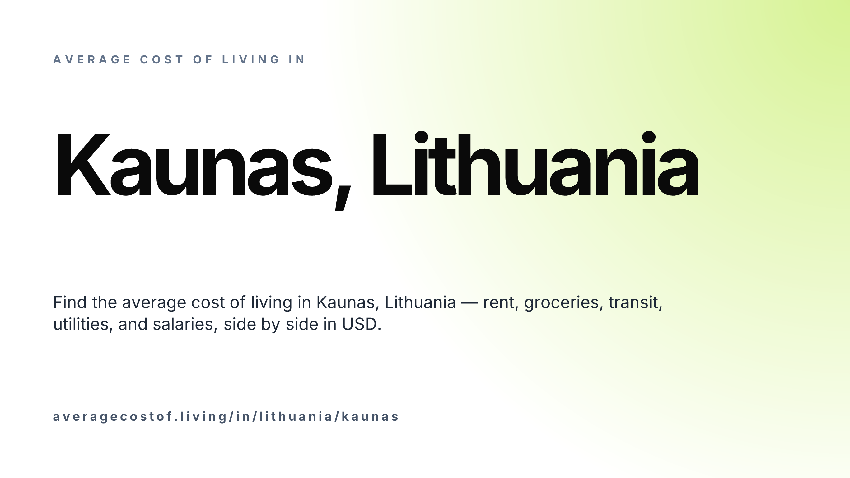 Cost of living in Kaunas, Lithuania — monthly rent, food, transport, utilities, and salary breakdown in USD.