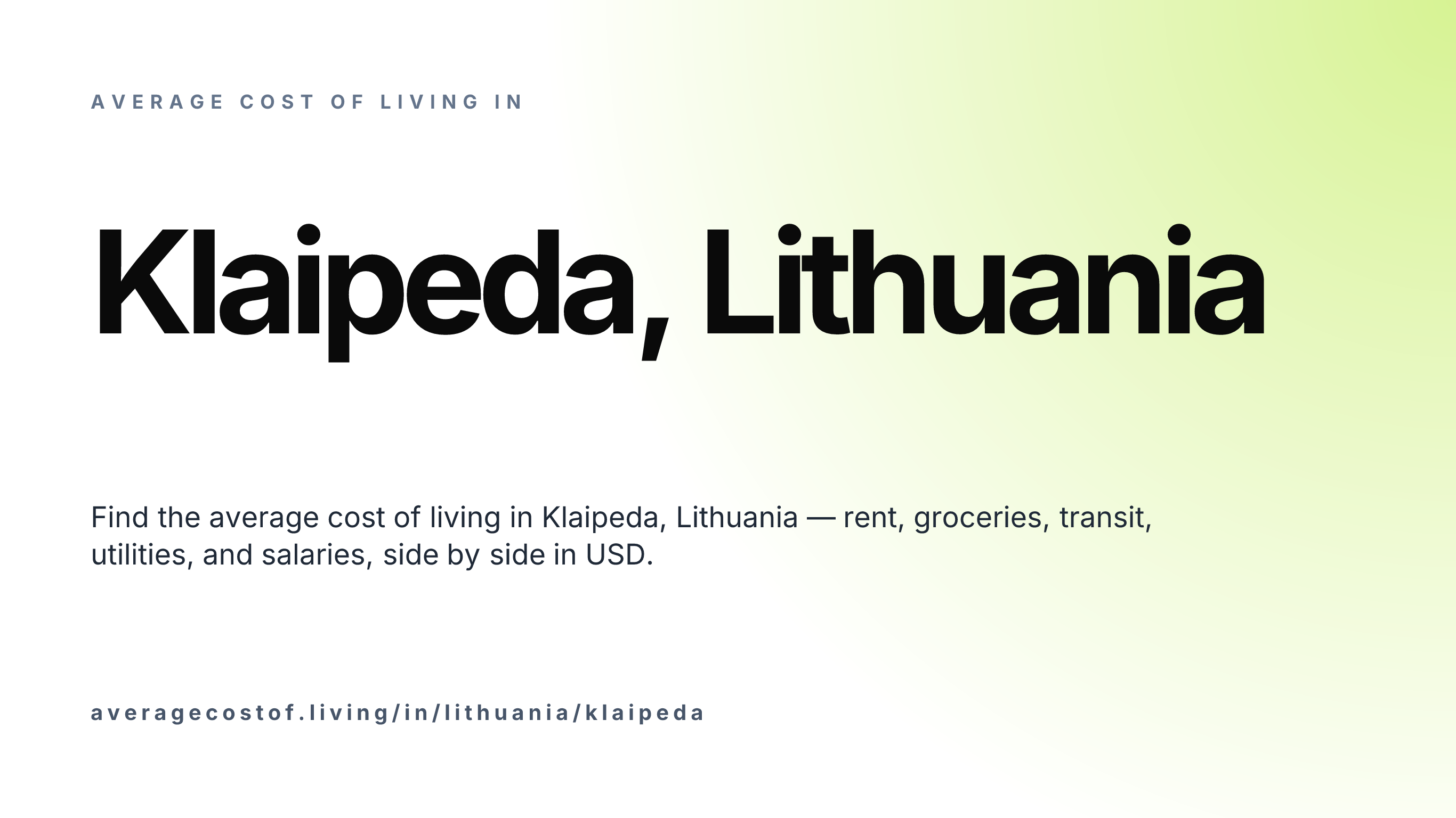 Cost of living in Klaipeda, Lithuania — monthly rent, food, transport, utilities, and salary breakdown in USD.