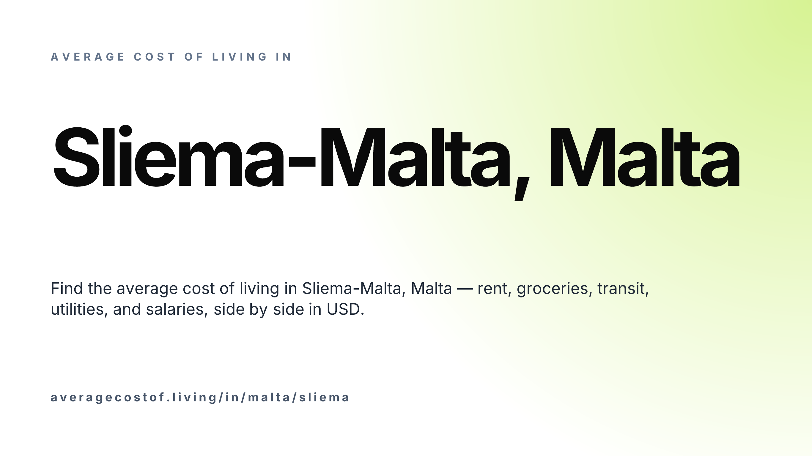 Cost of living in Sliema-Malta, Malta — monthly rent, food, transport, utilities, and salary breakdown in USD.
