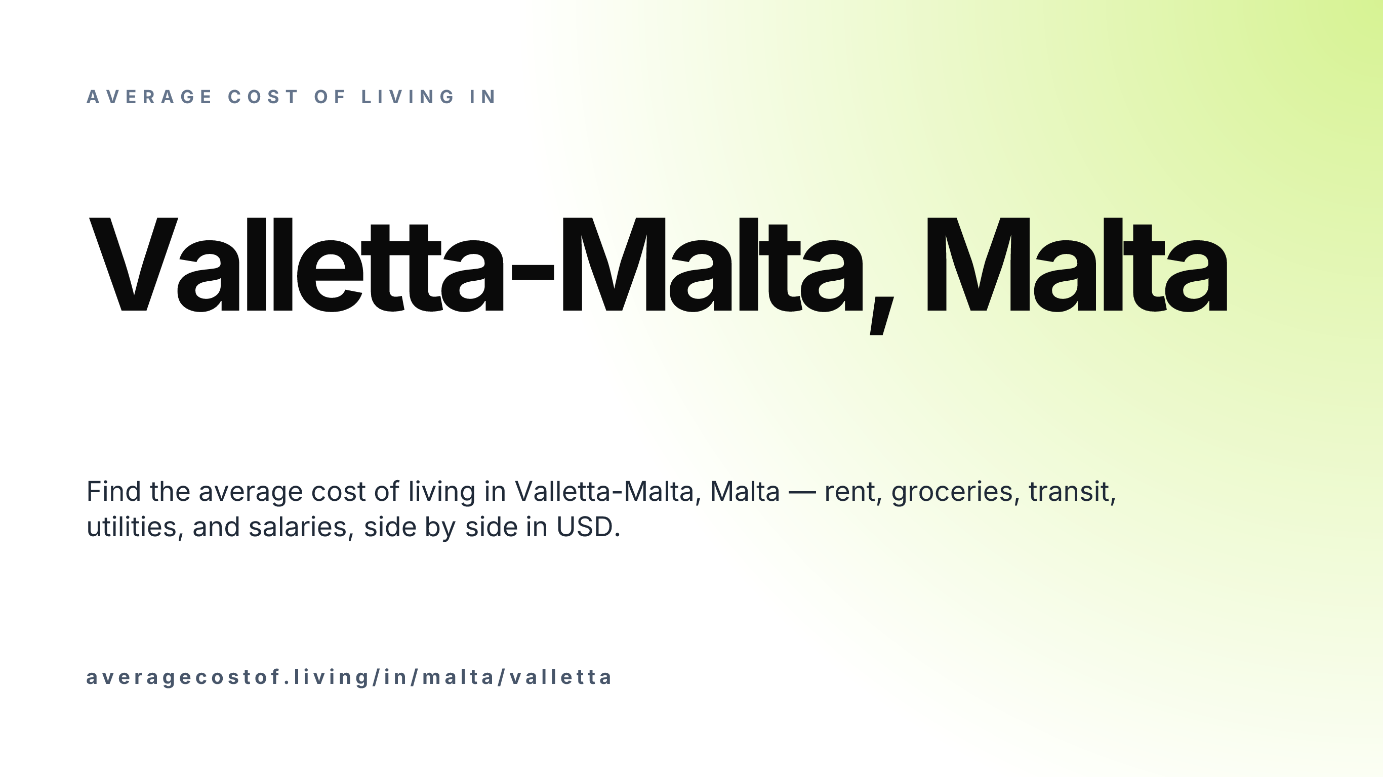 Cost of living in Valletta-Malta, Malta — monthly rent, food, transport, utilities, and salary breakdown in USD.