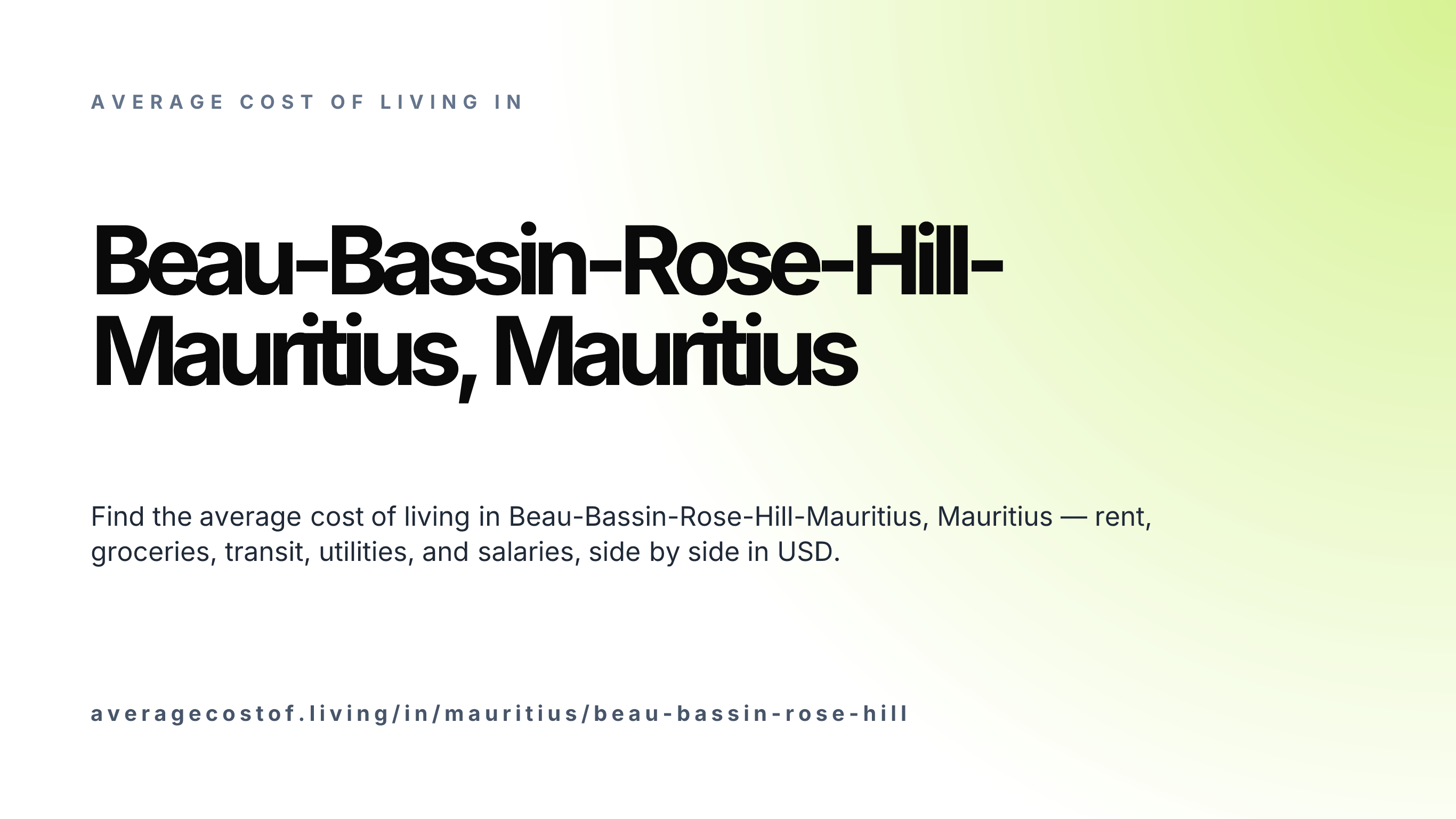 Cost of living in Beau-Bassin-Rose-Hill-Mauritius, Mauritius — monthly rent, food, transport, utilities, and salary breakdown in USD.