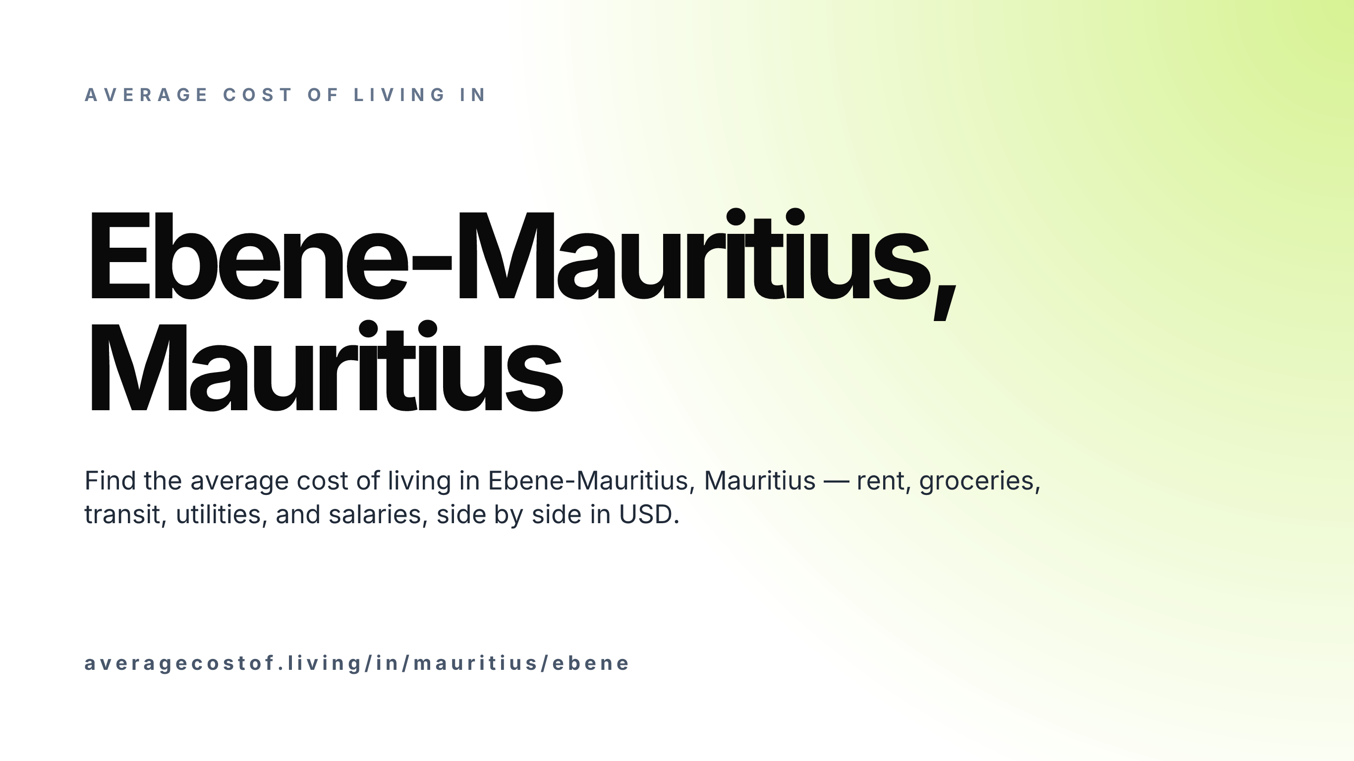 Cost of living in Ebene-Mauritius, Mauritius — monthly rent, food, transport, utilities, and salary breakdown in USD.