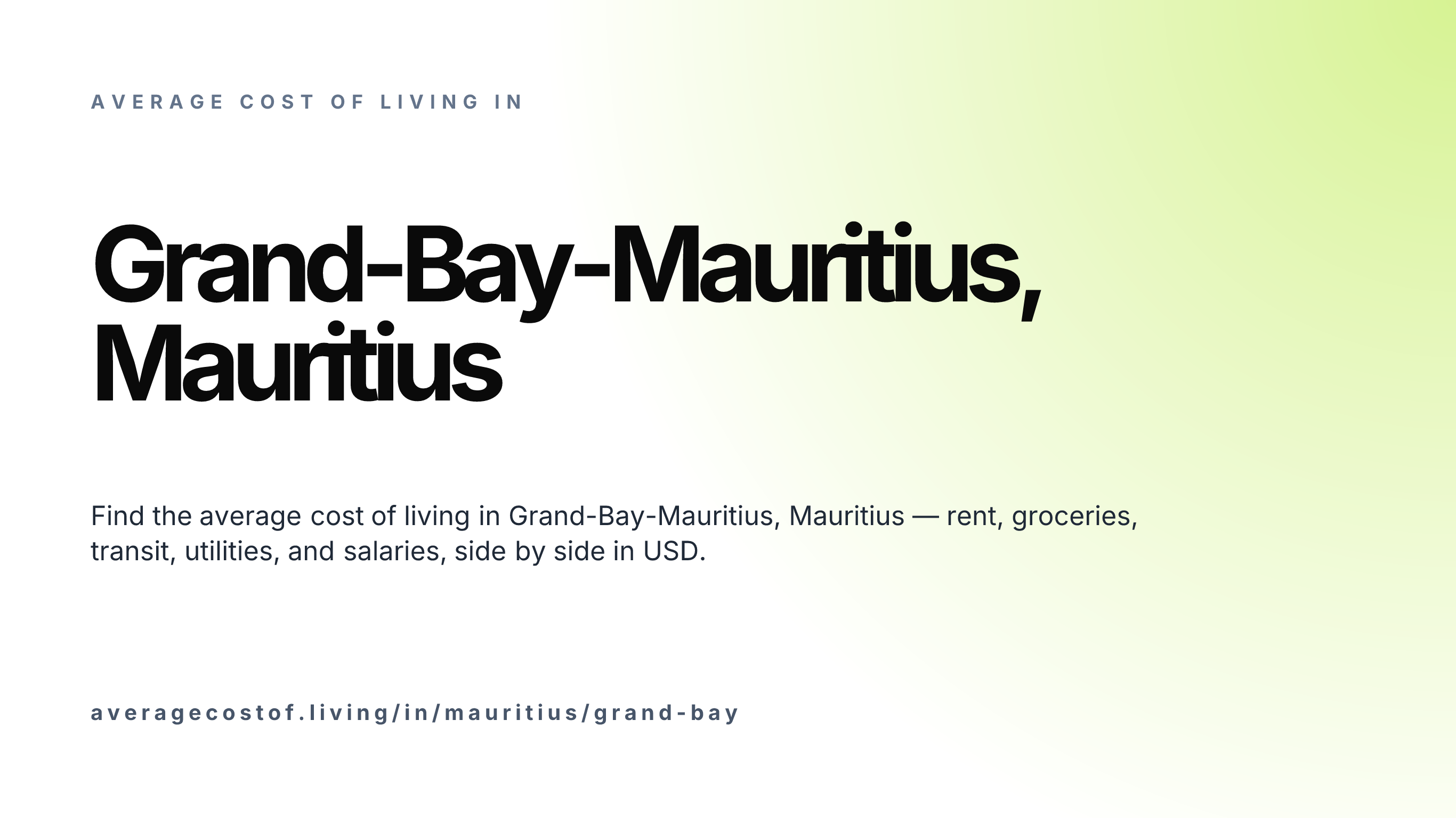 Cost of living in Grand-Bay-Mauritius, Mauritius — monthly rent, food, transport, utilities, and salary breakdown in USD.
