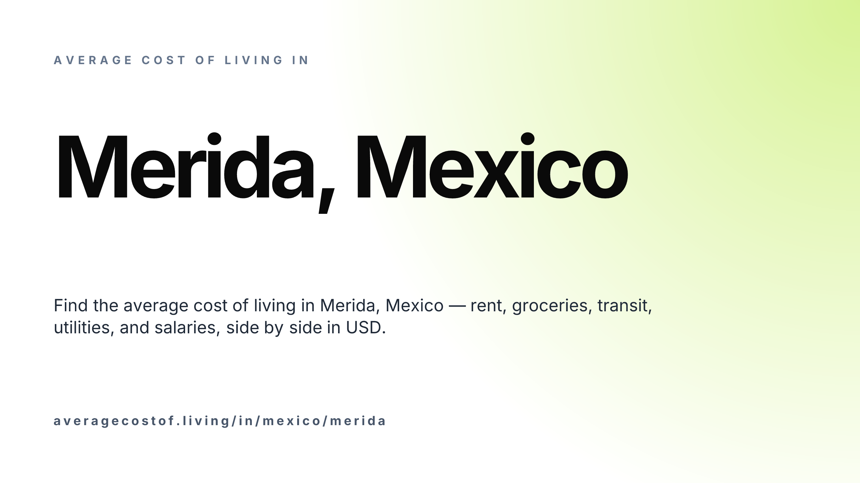 Cost of living in Merida, Mexico — monthly rent, food, transport, utilities, and salary breakdown in USD.