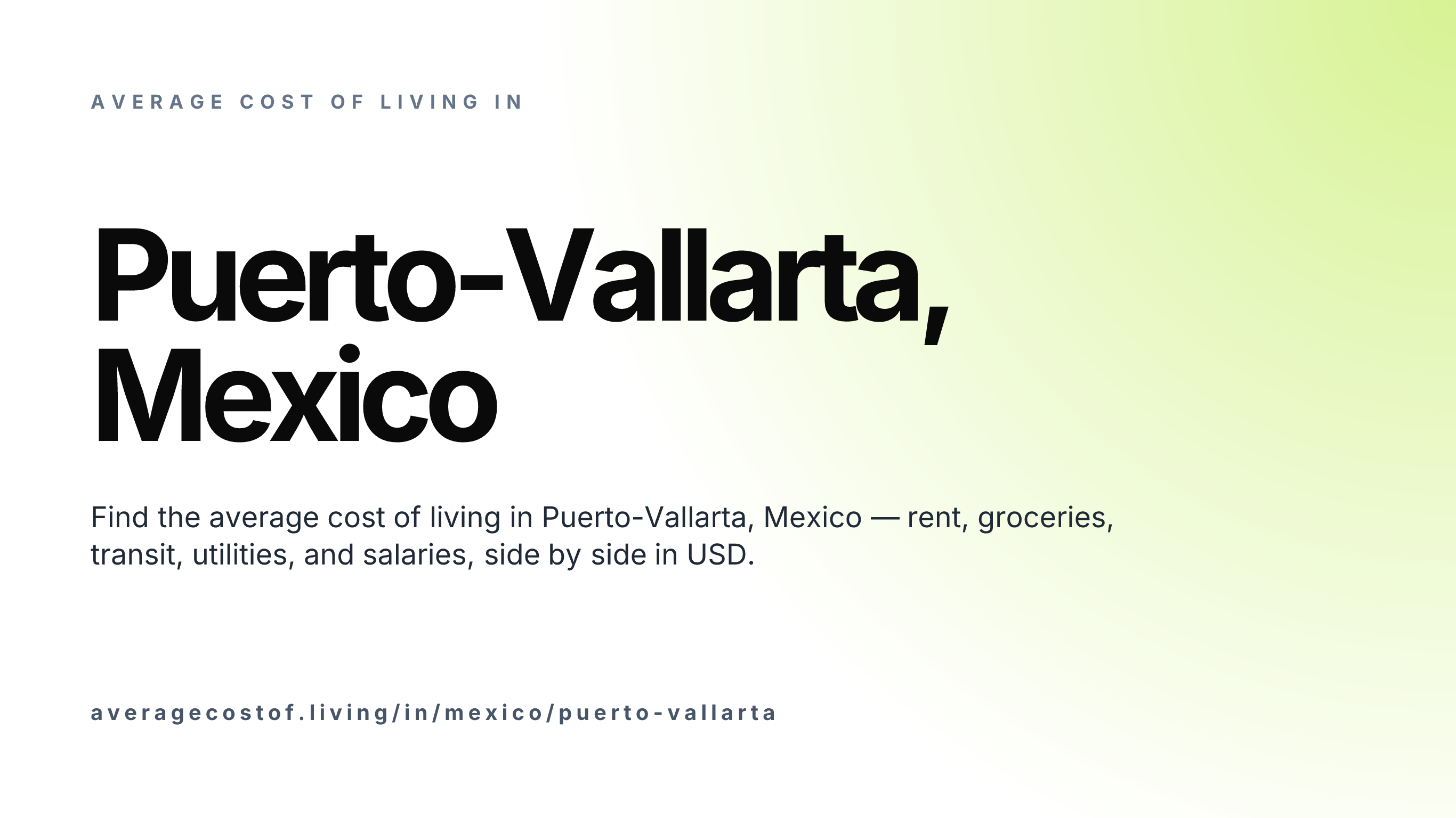 Cost of living in Puerto-Vallarta, Mexico — monthly rent, food, transport, utilities, and salary breakdown in USD.