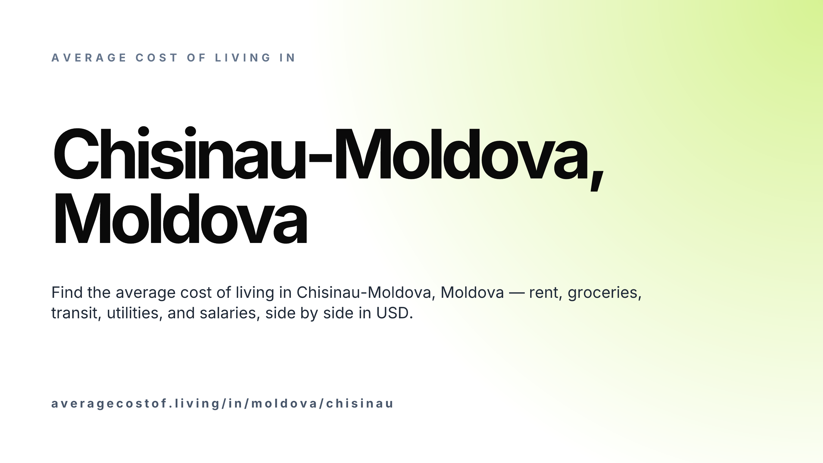 Cost of living in Chisinau-Moldova, Moldova — monthly rent, food, transport, utilities, and salary breakdown in USD.
