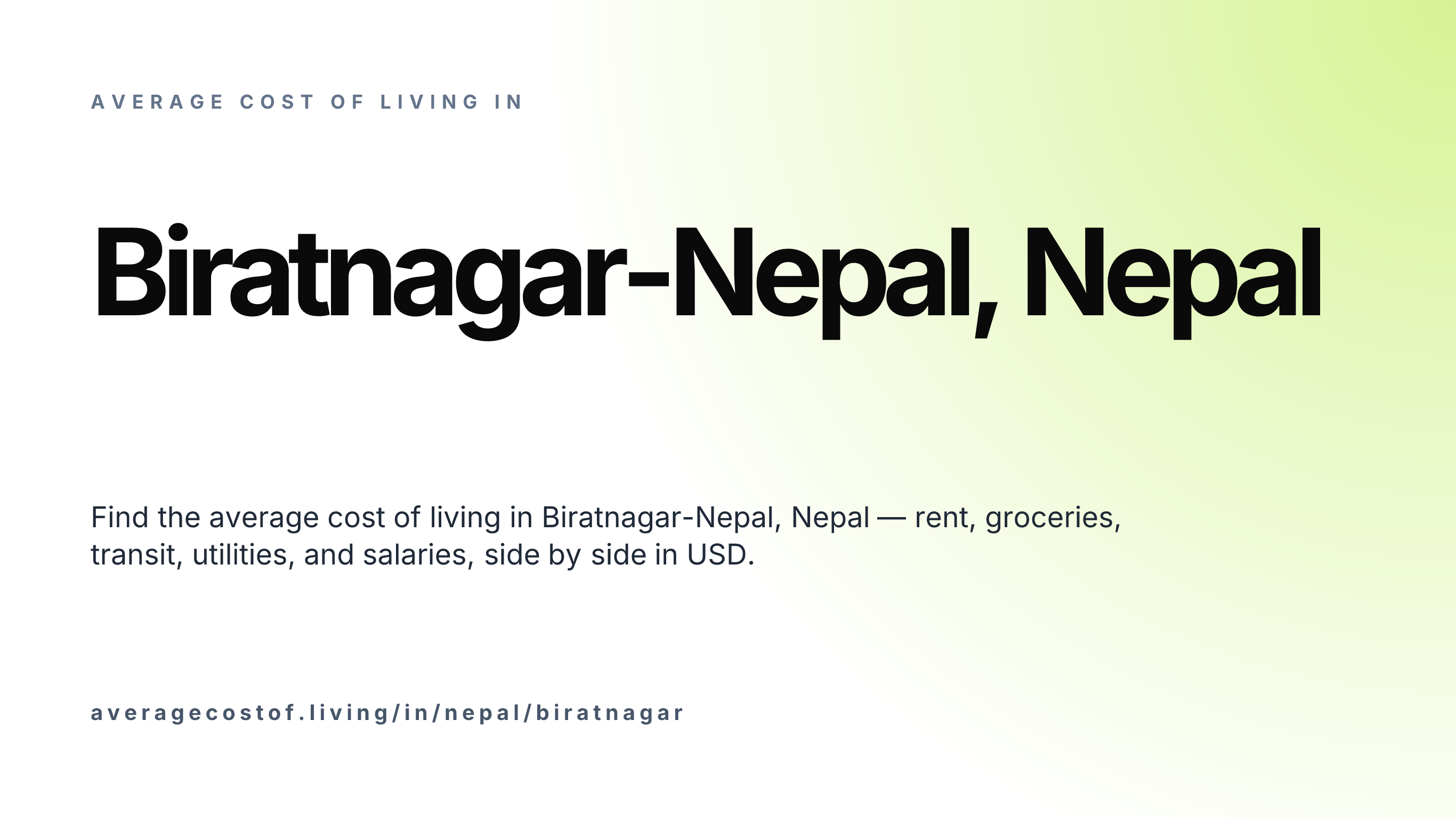 Cost of living in Biratnagar-Nepal, Nepal — monthly rent, food, transport, utilities, and salary breakdown in USD.