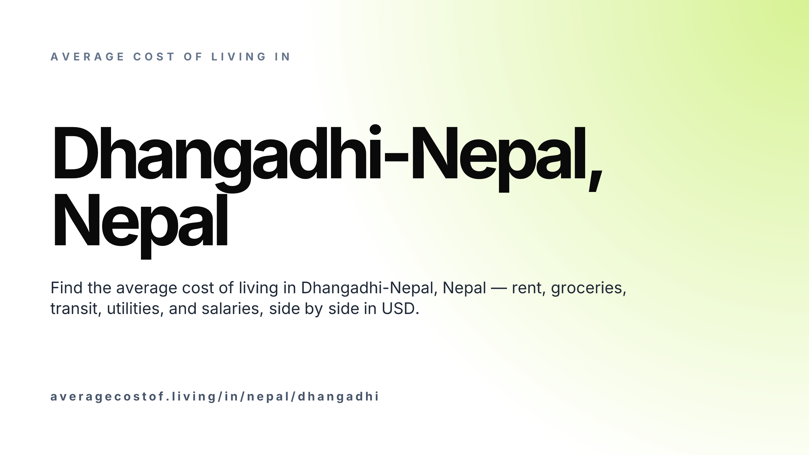 Cost of living in Dhangadhi-Nepal, Nepal — monthly rent, food, transport, utilities, and salary breakdown in USD.