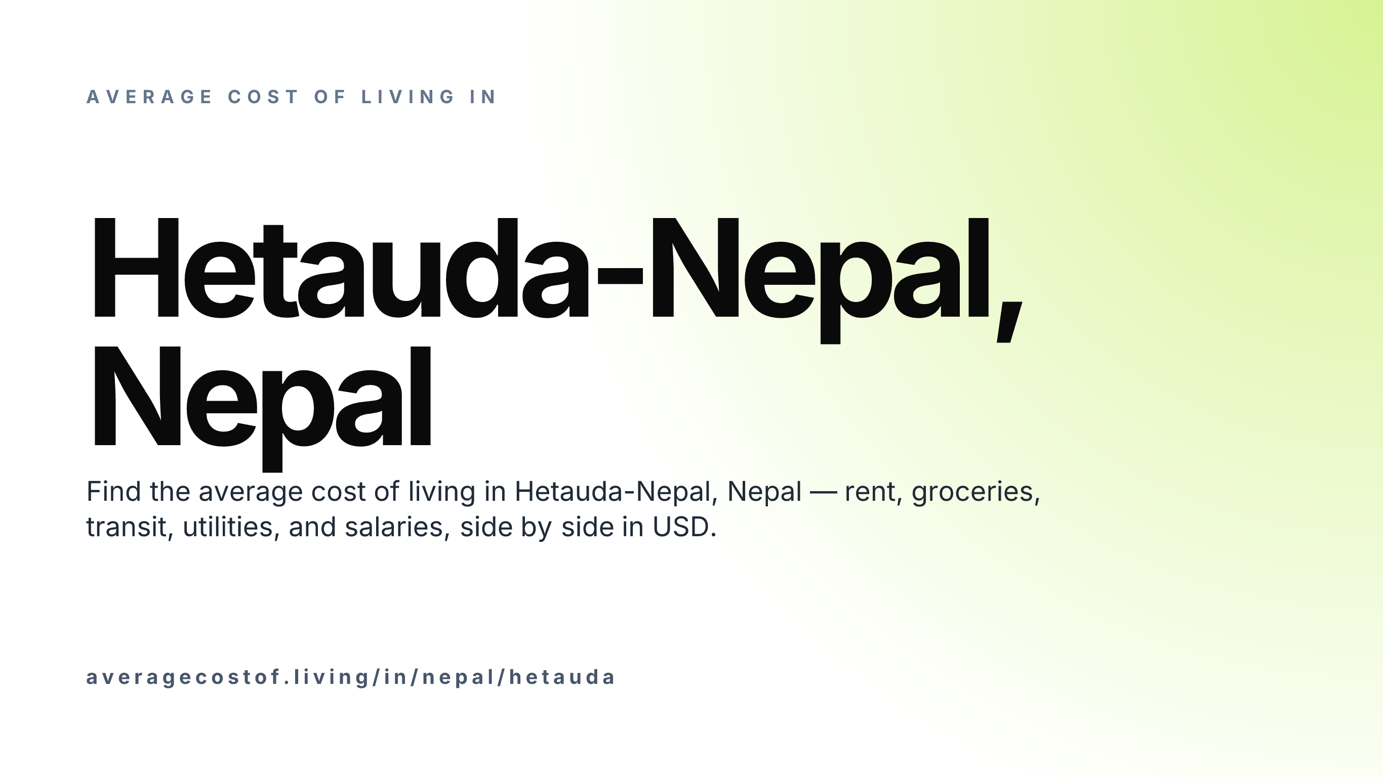 Cost of living in Hetauda-Nepal, Nepal — monthly rent, food, transport, utilities, and salary breakdown in USD.