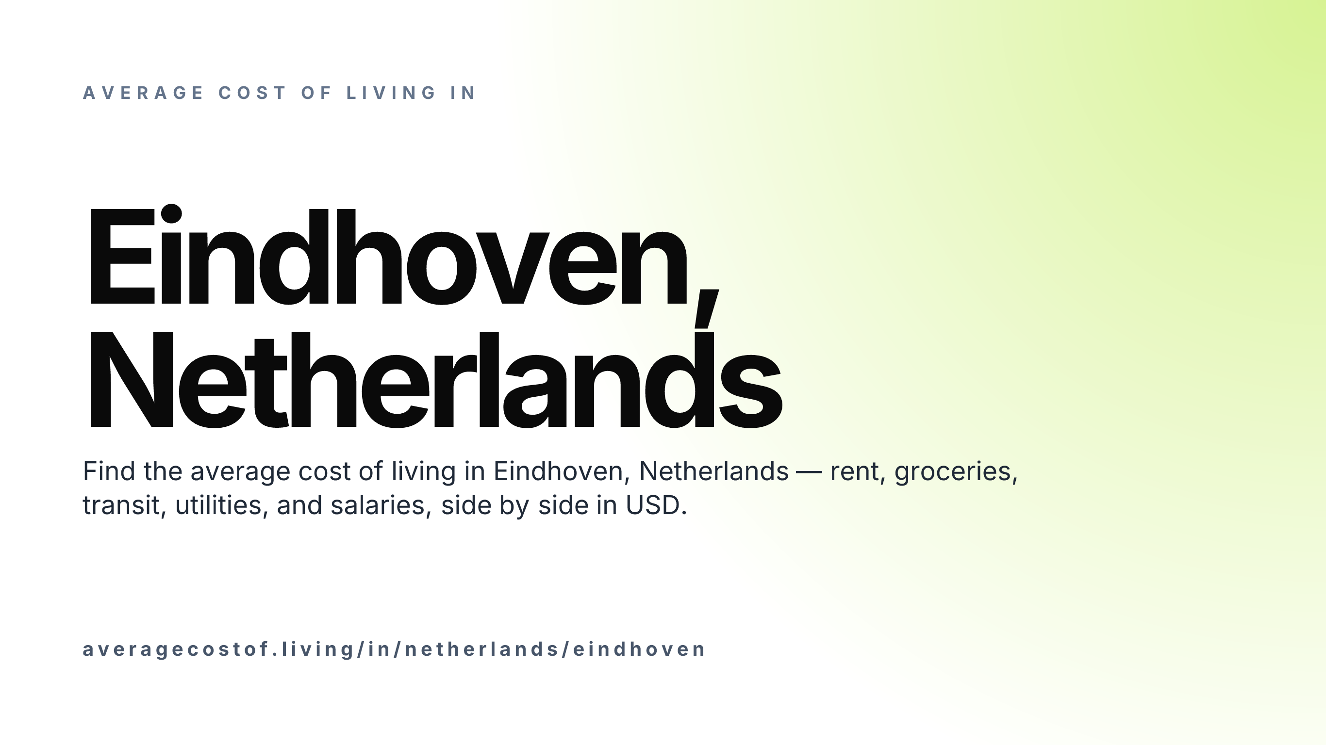 Cost of living in Eindhoven, Netherlands — monthly rent, food, transport, utilities, and salary breakdown in USD.