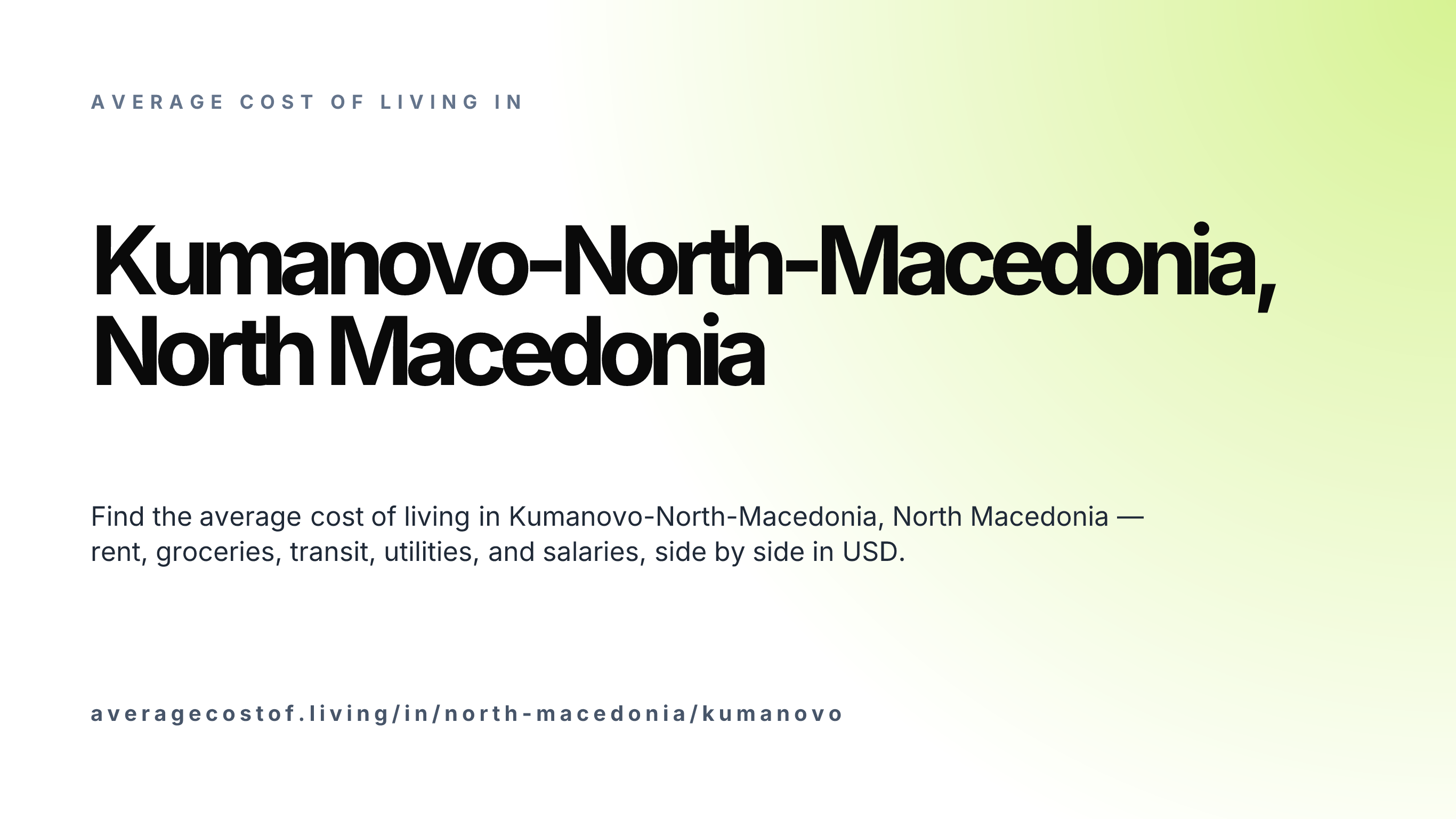 Cost of living in Kumanovo-North-Macedonia, North Macedonia — monthly rent, food, transport, utilities, and salary breakdown in USD.