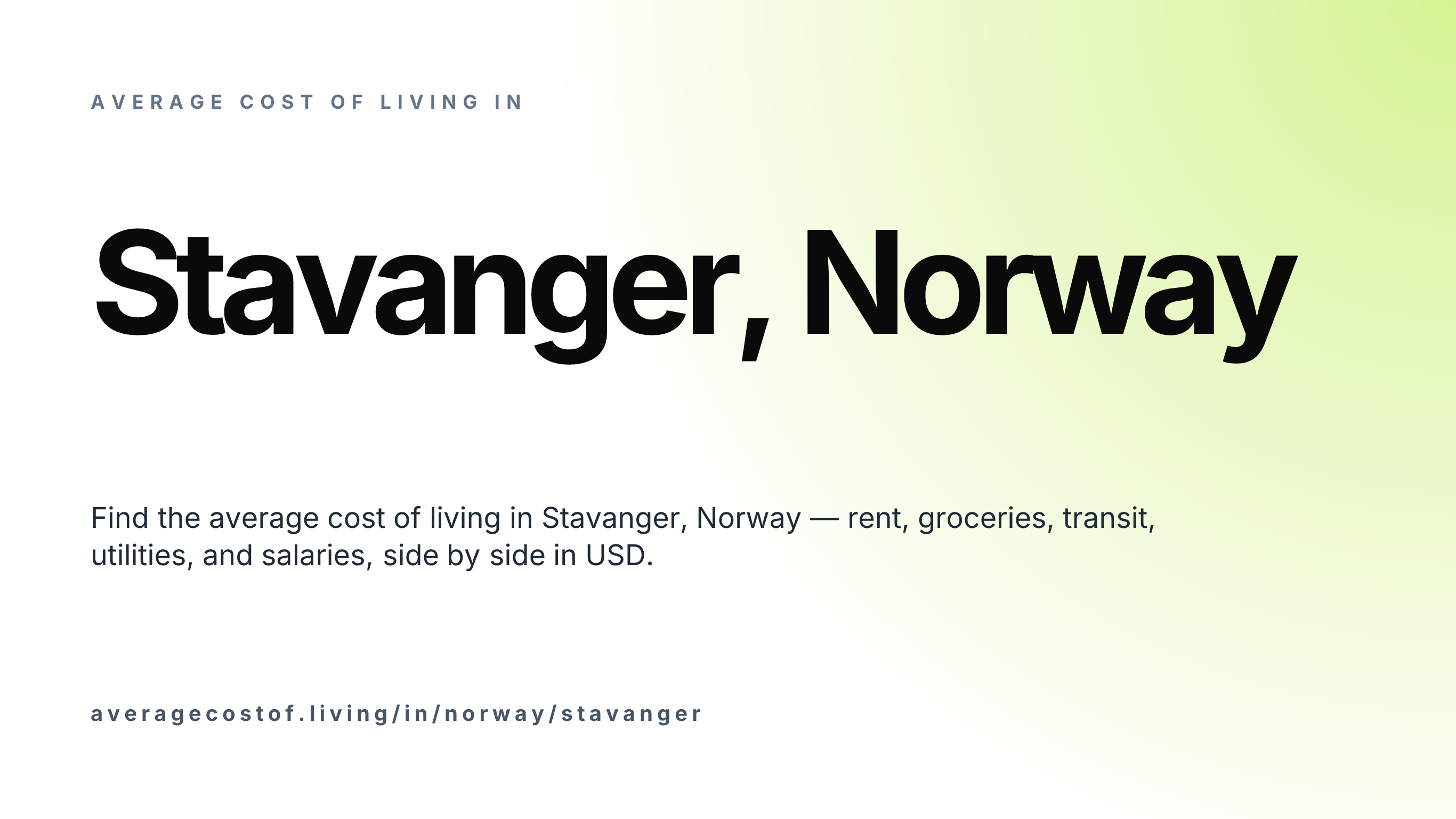Cost of living in Stavanger, Norway — monthly rent, food, transport, utilities, and salary breakdown in USD.