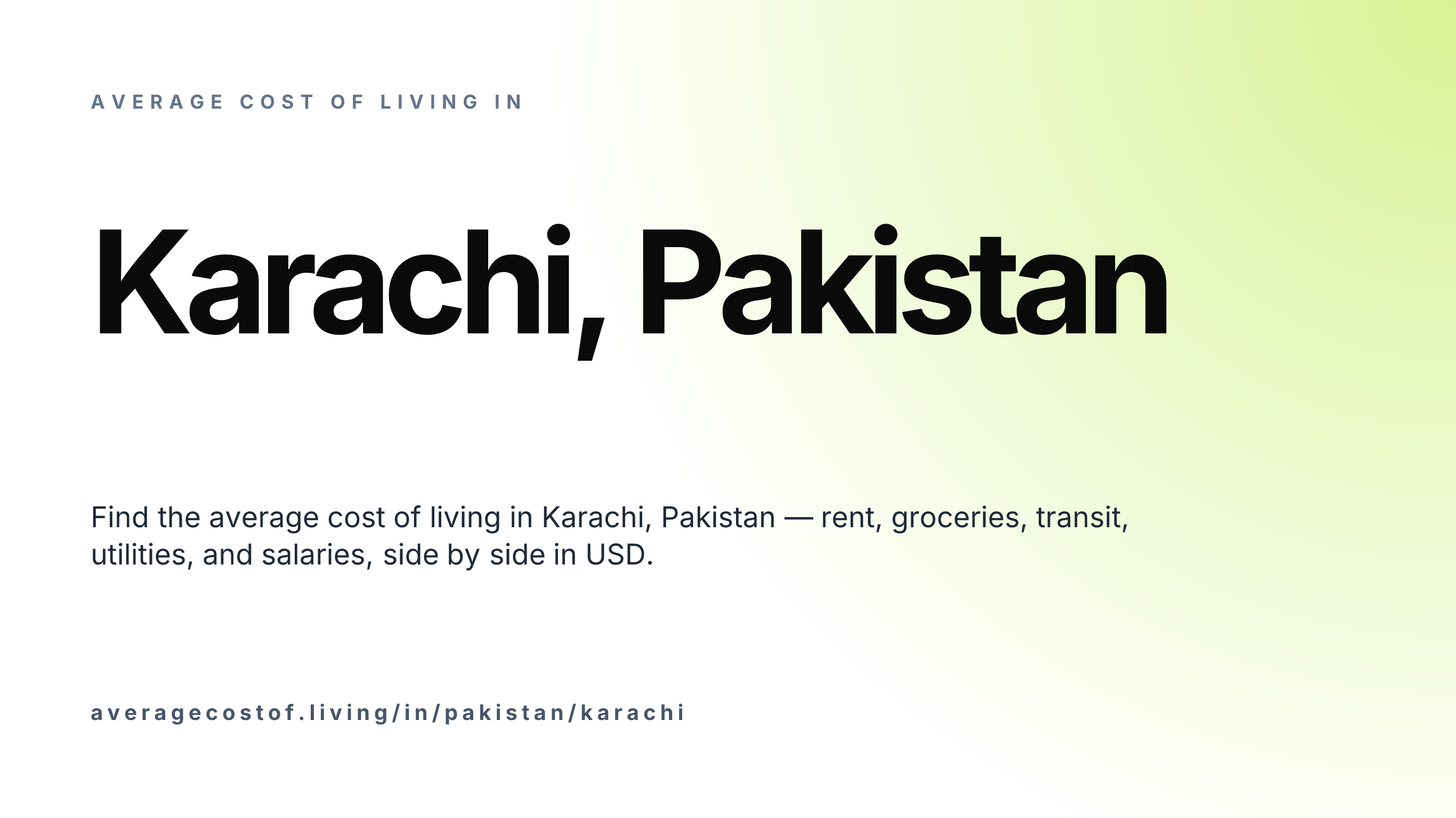 Cost of living in Karachi, Pakistan — monthly rent, food, transport, utilities, and salary breakdown in USD.