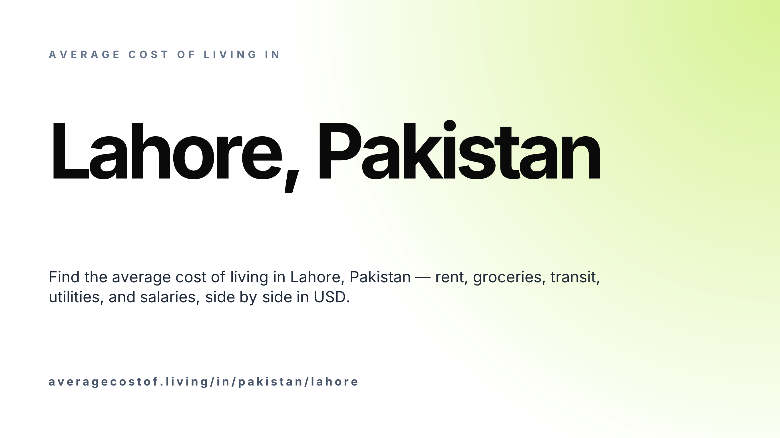 Cost of living in Lahore, Pakistan — monthly rent, food, transport, utilities, and salary breakdown in USD.