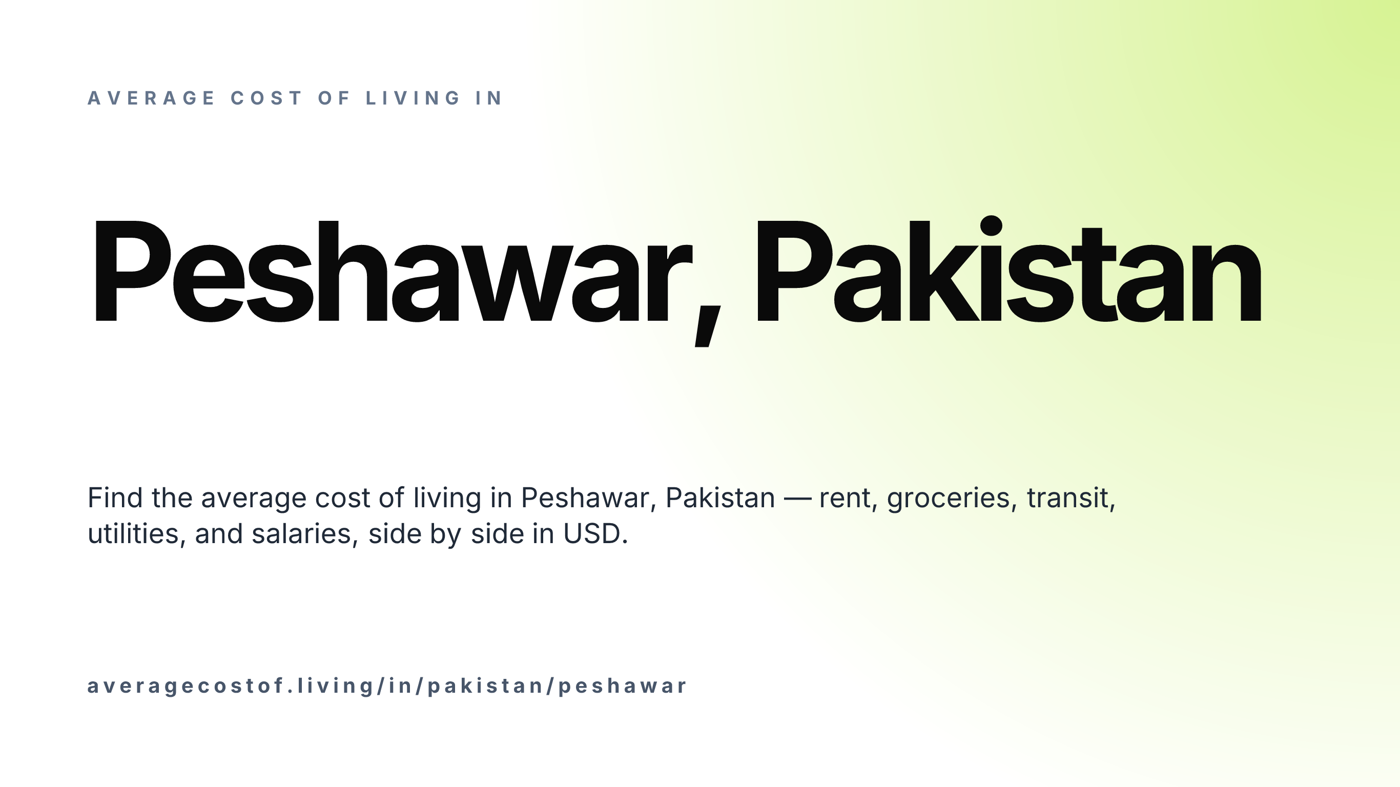 Cost of living in Peshawar, Pakistan — monthly rent, food, transport, utilities, and salary breakdown in USD.