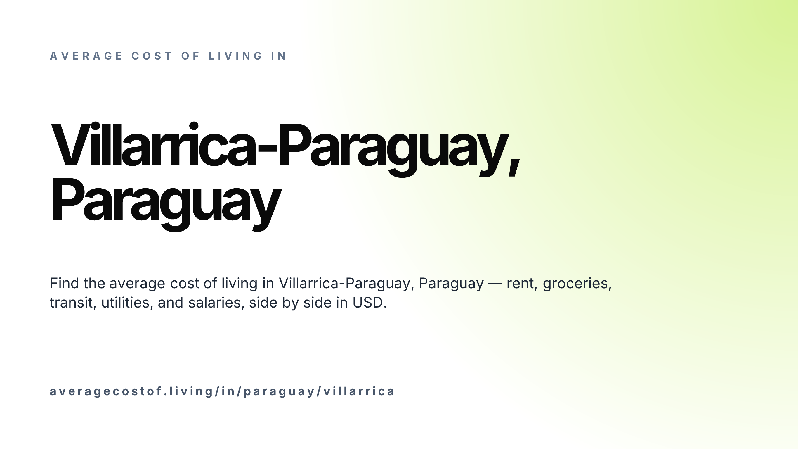 Cost of living in Villarrica-Paraguay, Paraguay — monthly rent, food, transport, utilities, and salary breakdown in USD.