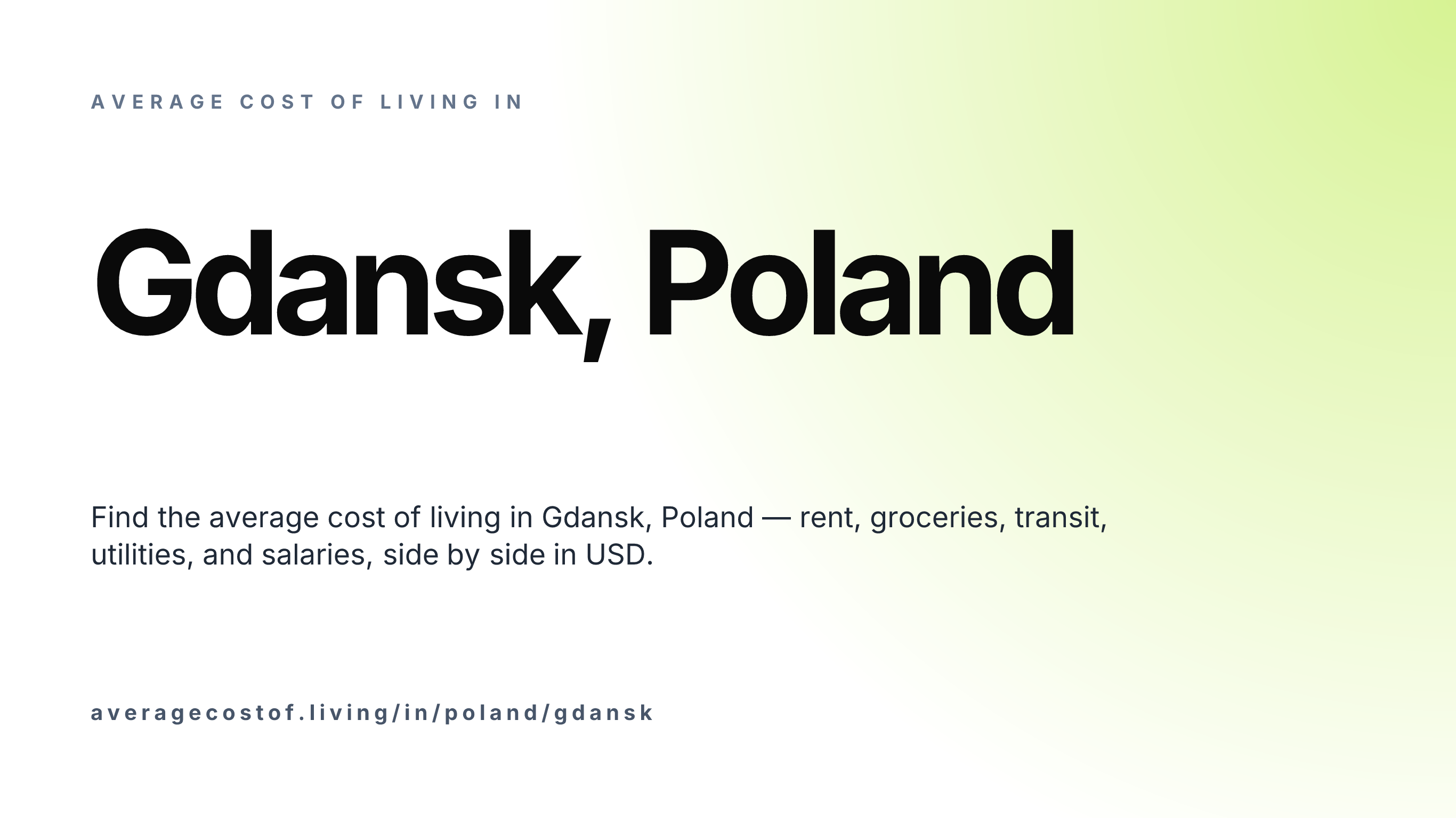 Cost of living in Gdansk, Poland — monthly rent, food, transport, utilities, and salary breakdown in USD.