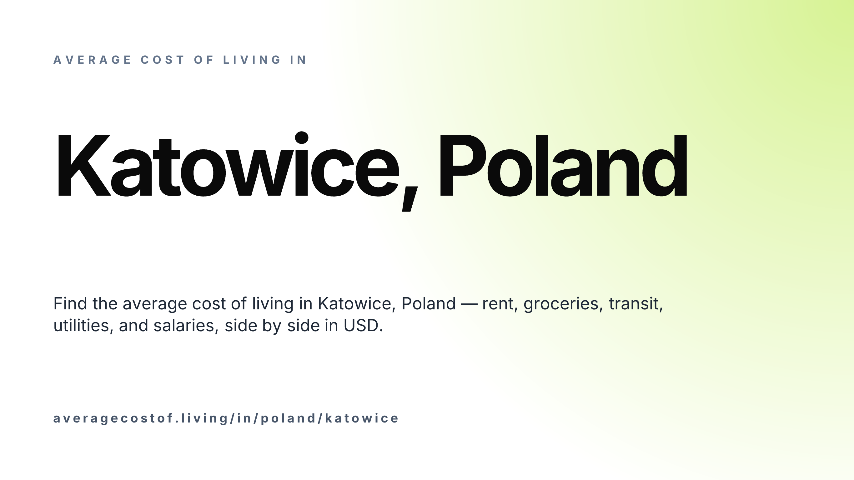 Cost of living in Katowice, Poland — monthly rent, food, transport, utilities, and salary breakdown in USD.